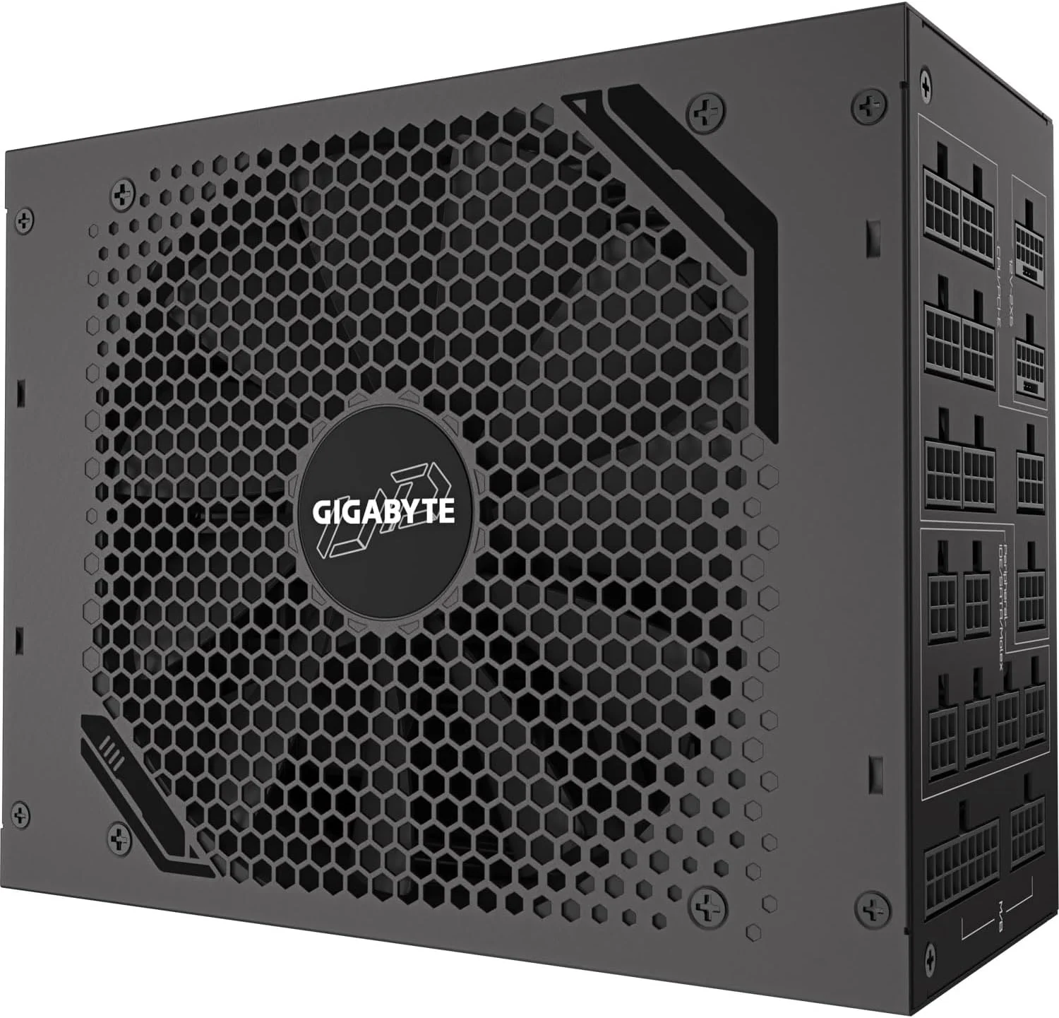 منبع تغذیه 1600 وات گیگابایت مدل UD1600PM PG5 AI TOP دارای گواهینامه 80 پلاس پلاتینیوم، کاملا ماژولار، PCIe 5.0، ATX 3.1، کانکتور 12VHPWR GPU، کابل های تخت، 10 سال گارانتی