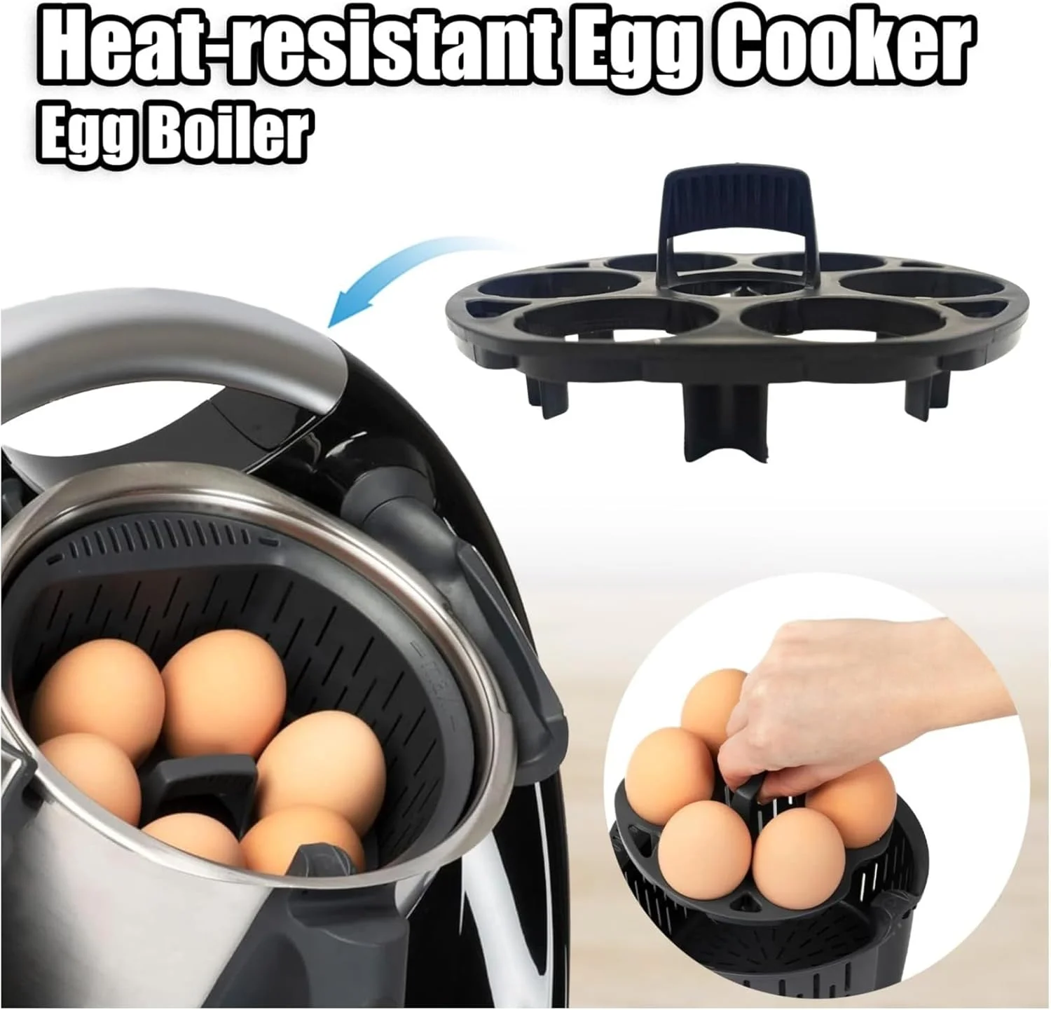 نگهدارنده تخم مرغ KASTWAVE برای 7 تخم مرغ، پلاستیک مقاوم در برابر حرارت و بدون BPA، جلوگیری از غلتیدن، نگهداری آسان در یخچال، سازگار با Instant Pot، مشکی نگهدارنده تخم مرغ KASTWAVE برای 7 تخم مرغ، پلاستیک مقاوم در برابر حرارت و بدون BPA، جلوگیری از غلتیدن، نگهداری آسان در یخچال، سازگار با Instant Pot، مشکی