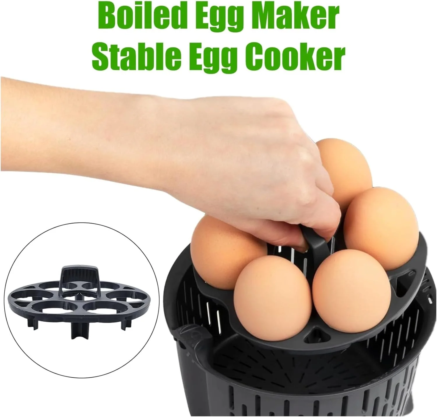 نگهدارنده تخم مرغ KASTWAVE برای 7 تخم مرغ، پلاستیک مقاوم در برابر حرارت و بدون BPA، جلوگیری از غلتیدن، نگهداری آسان در یخچال، سازگار با Instant Pot، مشکی نگهدارنده تخم مرغ KASTWAVE برای 7 تخم مرغ، پلاستیک مقاوم در برابر حرارت و بدون BPA، جلوگیری از غلتیدن، نگهداری آسان در یخچال، سازگار با Instant Pot، مشکی