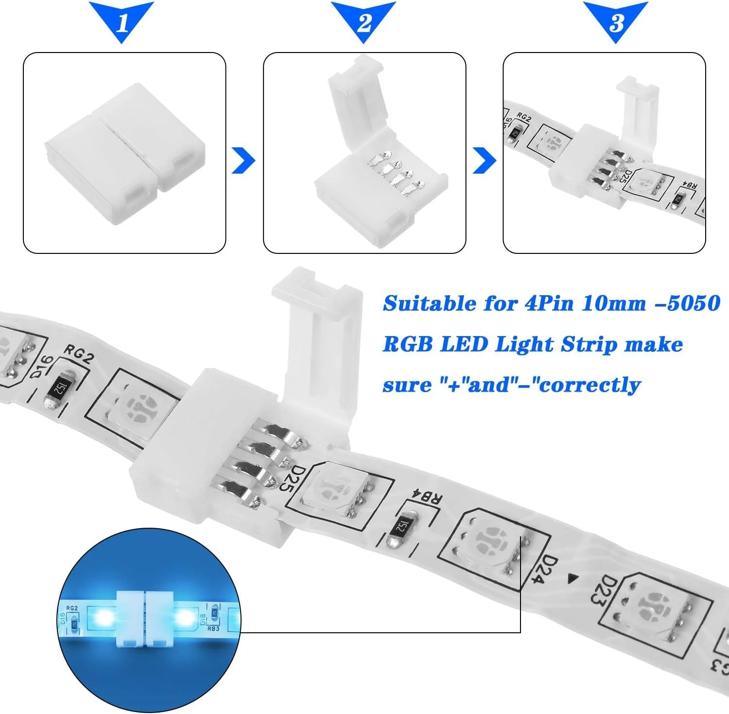 کیت کامل 30 عددی اتصال دهنده نوار LED RGB آزون، آداپتور توسعه بدون لحیم 4 پین بدون فاصله سازگار با نوار LED SMD 5050، شامل 20 اتصال دهنده بدون فاصله، 5 اتصال دهنده L و 5 اتصال دهنده T (10 میلی متر) کیت کامل 30 عددی اتصال دهنده نوار LED RGB آزون، آداپتور توسعه بدون لحیم 4 پین بدون فاصله سازگار با نوار LED SMD 5050، شامل 20 اتصال دهنده بدون فاصله، 5 اتصال دهنده L و 5 اتصال دهنده T (10 میلی متر)