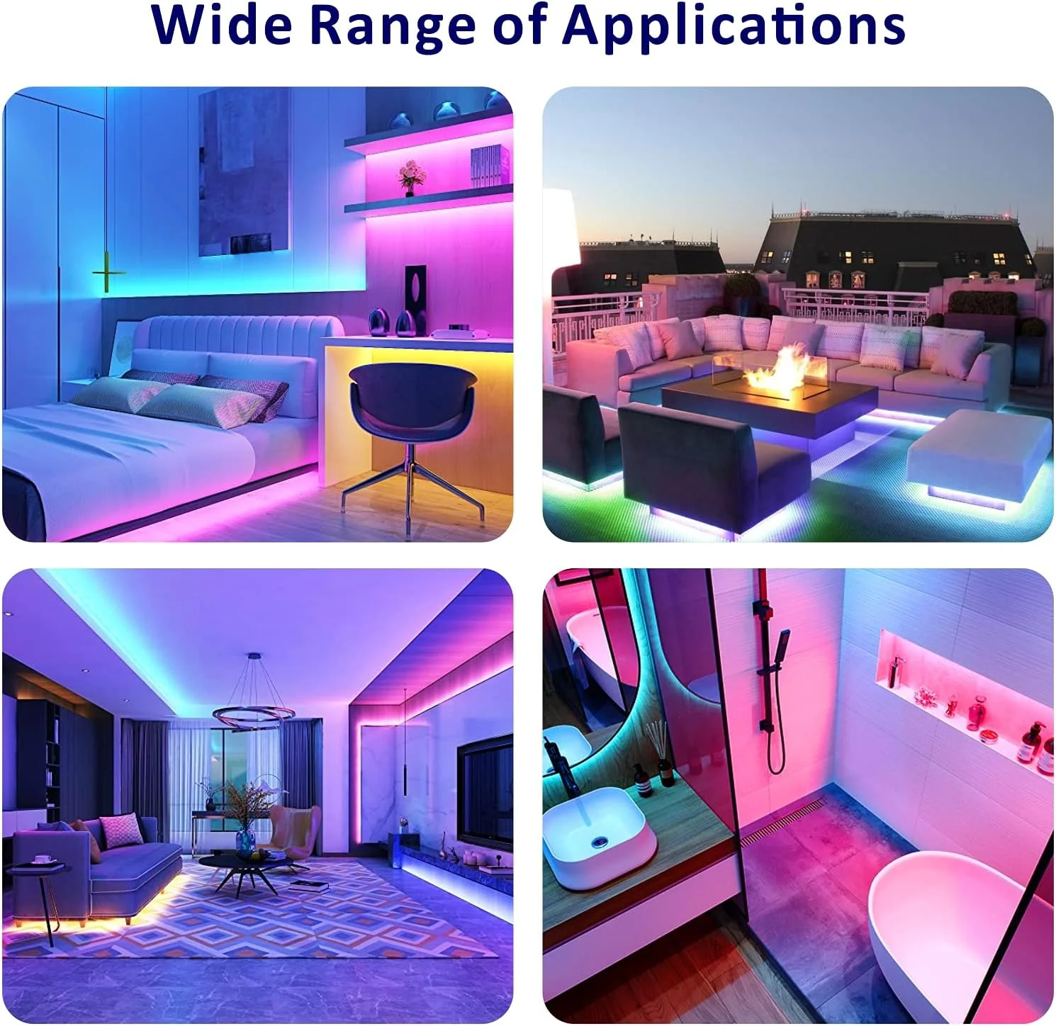 نوارهای نوری LED هوشمند Baytion، نوارهای چراغ LED هوشمند با کنترل برنامه 5050 RGB همگام سازی موسیقی تغییر رنگ و کنترل از راه دور 24 کلیدی برای دکوراسیون داخلی DIY (5M)