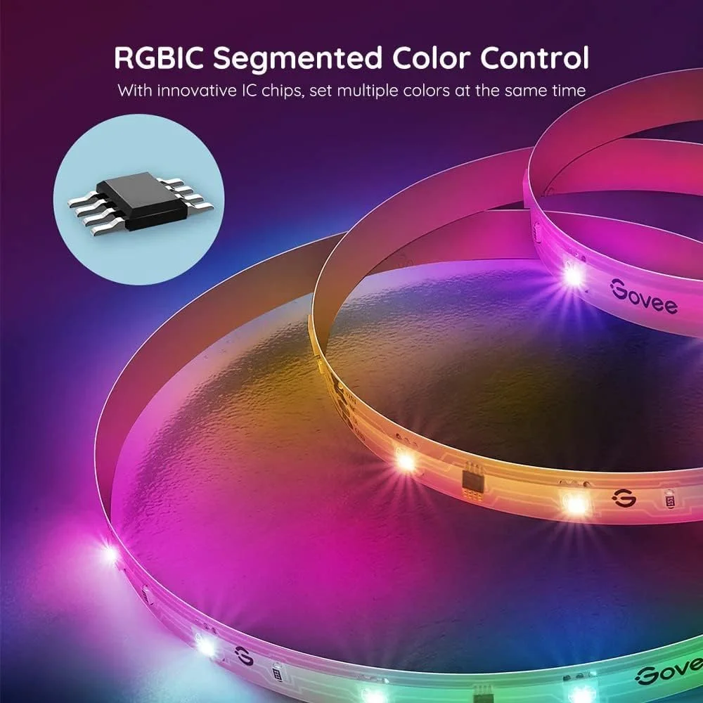 نوارهای چراغ LED هوشمند Govee RGBIC Basic با قابلیت اتصال Wi-Fi و بلوتوث (10 متر)