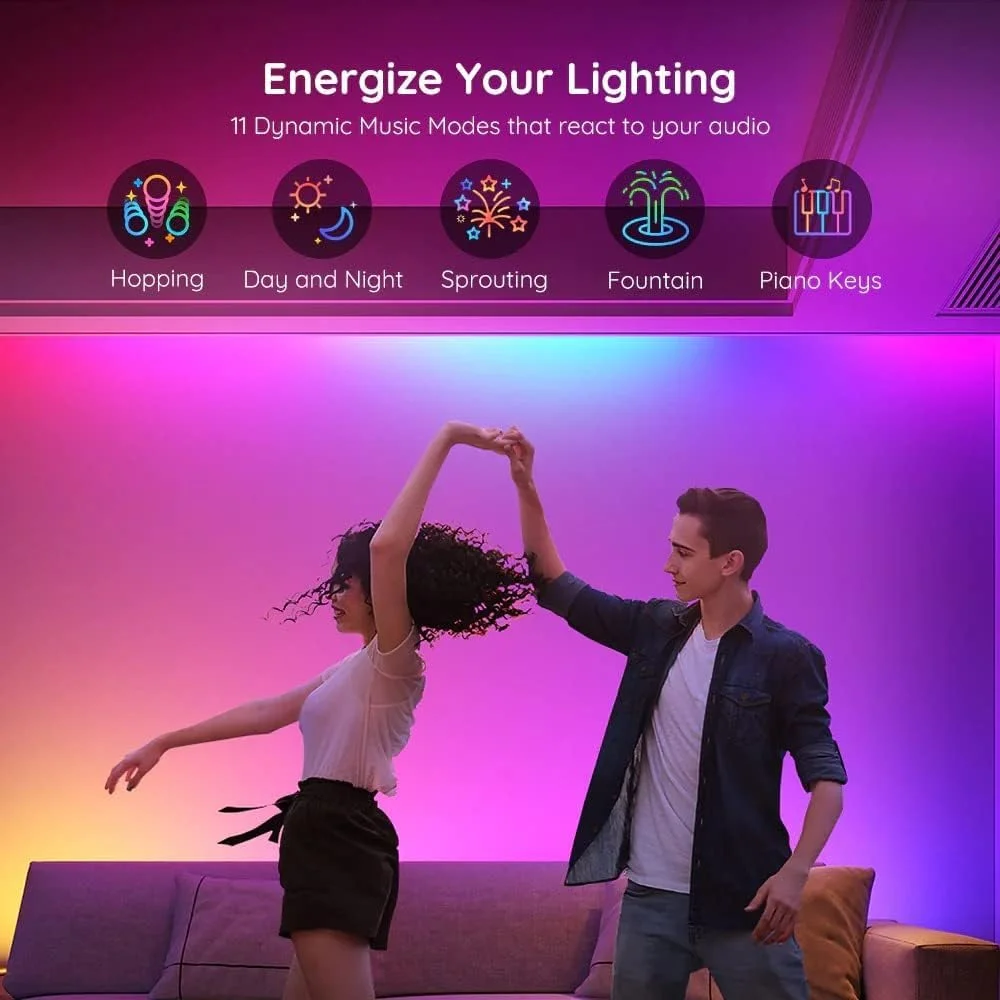 نوارهای چراغ LED هوشمند Govee RGBIC Basic با قابلیت اتصال Wi-Fi و بلوتوث (10 متر)