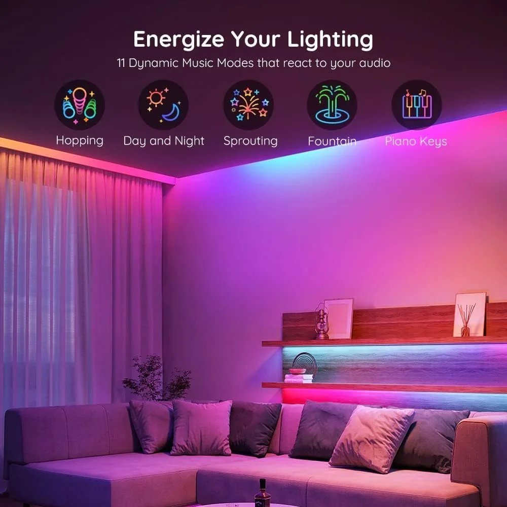 نوارهای چراغ LED هوشمند Govee RGBIC Basic با قابلیت اتصال Wi-Fi و بلوتوث (10 متر)