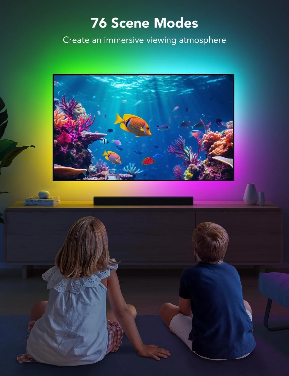 نور پس زمینه LED تلویزیون Govee، نور پس زمینه RGBIC 2.4 متری برای تلویزیون های 40-50 اینچی، نوار LED هوشمند با بلوتوث Wi-Fi و کنترل برنامه، سازگار با الکسا و دستیار گوگل، همگام سازی موسیقی، 76 پروفایل نور پس زمینه LED تلویزیون Govee، نور پس زمینه RGBIC 2.4 متری برای تلویزیون های 40-50 اینچی، نوار LED هوشمند با بلوتوث Wi-Fi و کنترل برنامه، سازگار با الکسا و دستیار گوگل، همگام سازی موسیقی، 76 پروفایل
