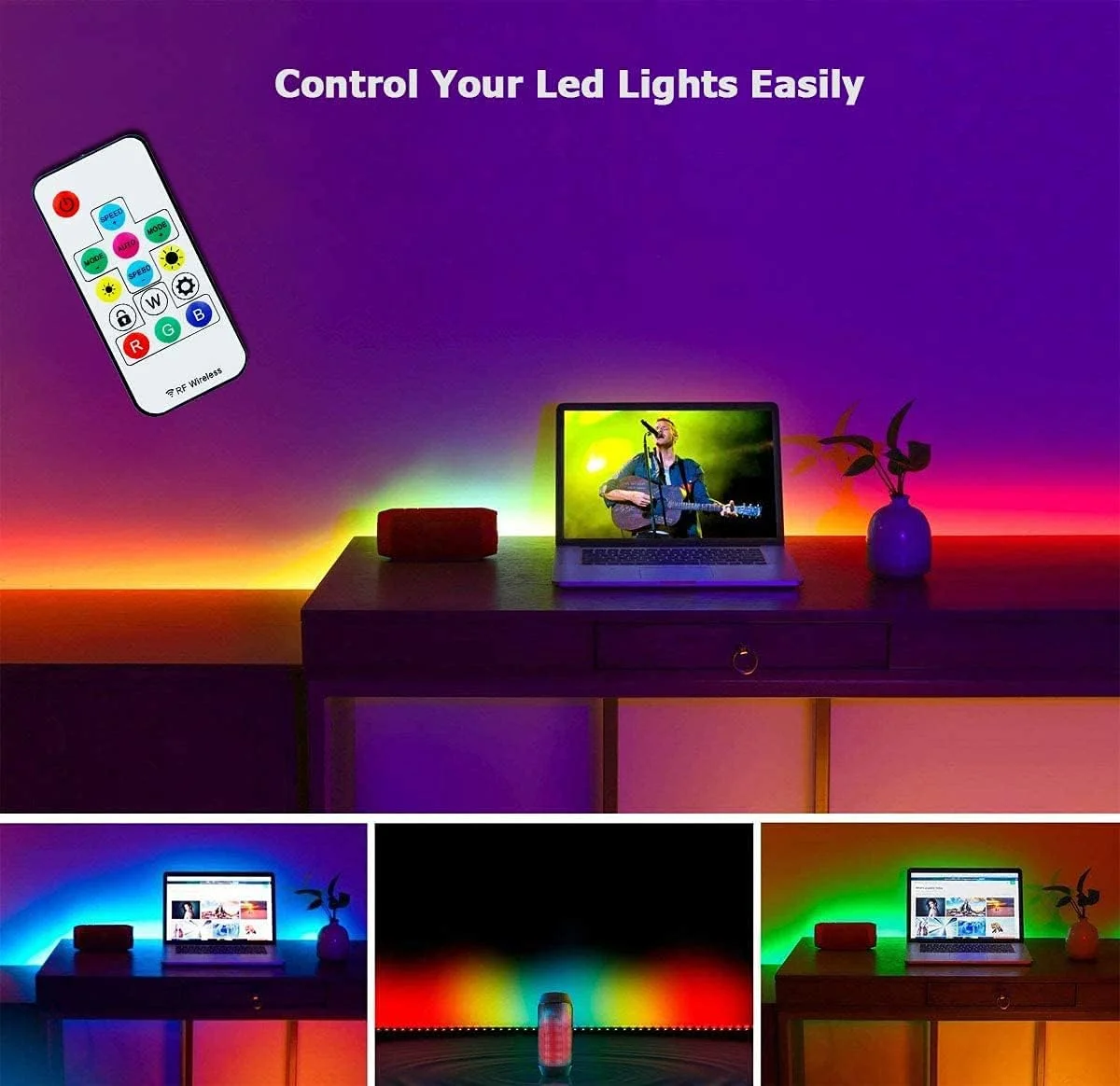 نوار LED آدرس پذیر WS2812B، 144 پیکسل/1 متر، تغذیه از طریق USB با کنترل از راه دور DC 5V، انعطاف پذیر 5050 SMD RGB رنگ رویایی، بدون ضد آب IP33، PCB سفید، چراغ نواری LED برای پروژه های DIY