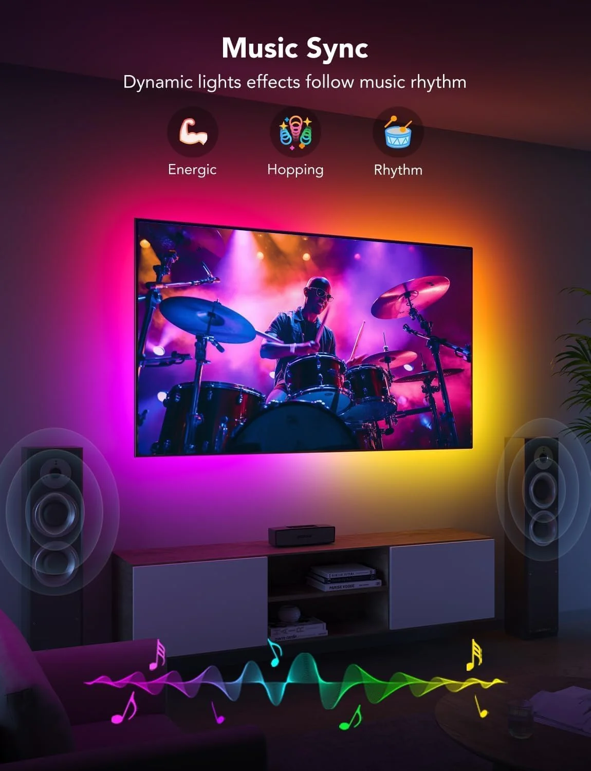 نور پس زمینه LED تلویزیون Govee، نور پس زمینه RGBIC 2.4 متری برای تلویزیون های 40-50 اینچی، نوار LED هوشمند با بلوتوث Wi-Fi و کنترل برنامه، سازگار با الکسا و دستیار گوگل، همگام سازی موسیقی، 76 پروفایل نور پس زمینه LED تلویزیون Govee، نور پس زمینه RGBIC 2.4 متری برای تلویزیون های 40-50 اینچی، نوار LED هوشمند با بلوتوث Wi-Fi و کنترل برنامه، سازگار با الکسا و دستیار گوگل، همگام سازی موسیقی، 76 پروفایل