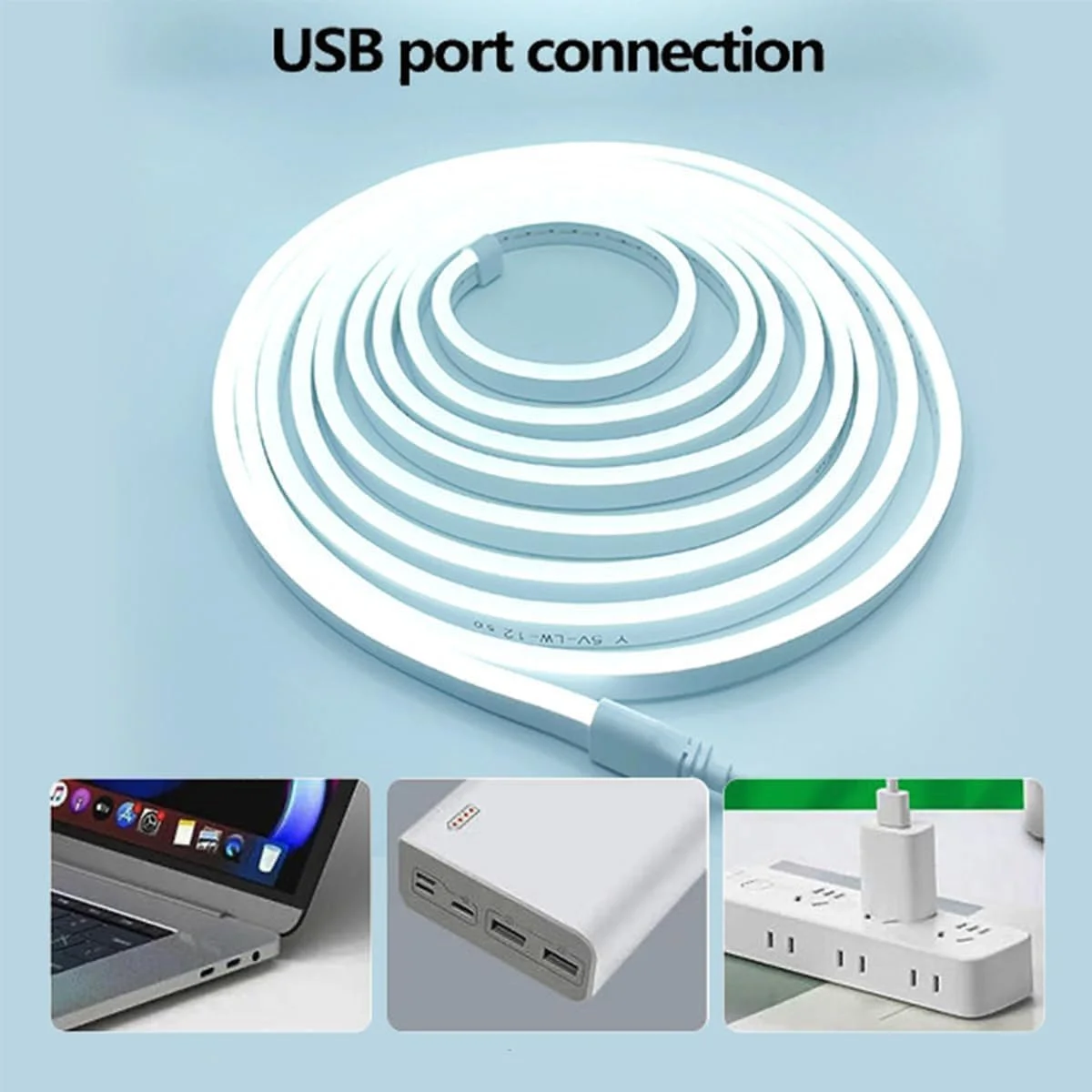 چراغ نواری ال ای دی Boolygo [2M/6.5FT] 5V USB، چراغ نواری ال ای دی COB 3000K سفید گرم، انعطاف پذیر، غیر قابل تنظیم نور، چراغ های ال ای دی USB برای نورپردازی داخلی خانه، دکور اتاق، چراغ های ال ای دی 5 ولت تلویزیون (گرم، 3M/9.8 FT)