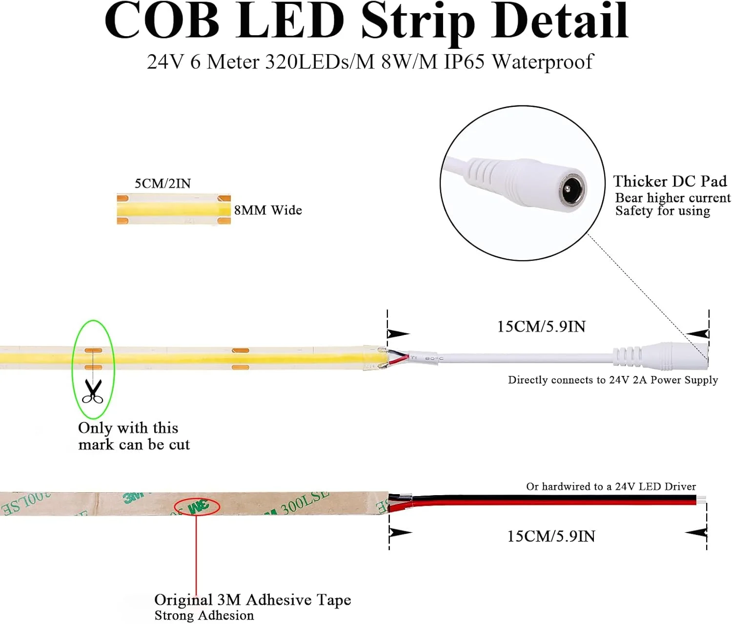 نوار ال ای دی COB جویلیت 24 ولت 6 متری، سفید طبیعی 4000K، ضد آب IP65، CRI 90+، 320 ال ای دی/متر، عرض 8 میلی متر، چراغ های نوار ال ای دی دیمر پذیر برای کابینت آشپزخانه، پیشخوان، قفسه، پله نوار ال ای دی COB جویلیت 24 ولت 6 متری، سفید طبیعی 4000K، ضد آب IP65، CRI 90+، 320 ال ای دی/متر، عرض 8 میلی متر، چراغ های نوار ال ای دی دیمر پذیر برای کابینت آشپزخانه، پیشخوان، قفسه، پله