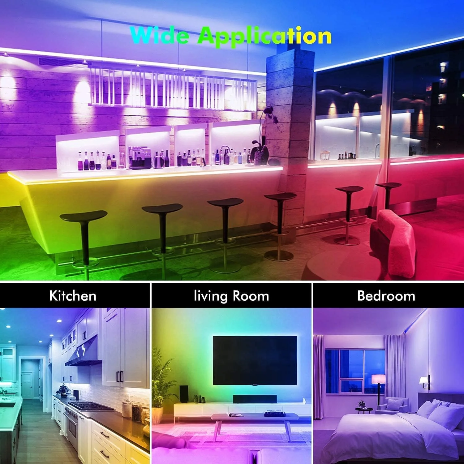 نوار چراغ ال ای دی USB MAKINGTEC Lighting، نوار چراغ تغییر رنگ با همگام سازی موسیقی، ریموت کنترل، میکروفون داخلی، کنترل برنامه بلوتوث، چراغ های ال ای دی RGB برای اتاق خواب، مهمانی، تلویزیون، دکوراسیون منزل (موسیقی 16.5 فوت)