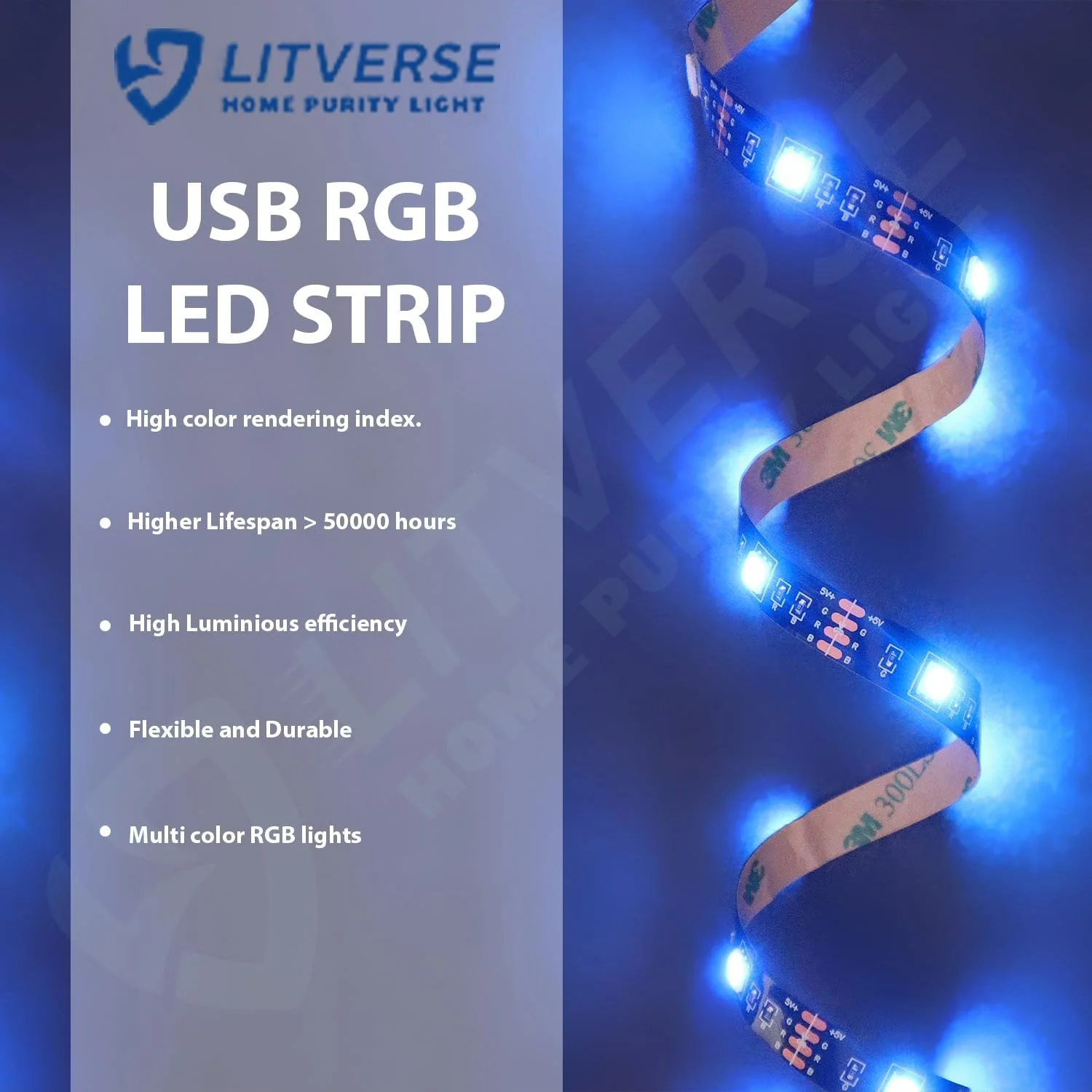 نوار نور پلاستیکی LITVERSE 2 متری | نوار نور LED RGB 5050 تغییر رنگ با کابل USB برای نور پس زمینه تلویزیون، اتاق خواب، قفسه کابینت (2 متر - تا 24 تا 34 اینچ - چند رنگ) نوار نور پلاستیکی LITVERSE 2 متری | نوار نور LED RGB 5050 تغییر رنگ با کابل USB برای نور پس زمینه تلویزیون، اتاق خواب، قفسه کابینت (2 متر - تا 24 تا 34 اینچ - چند رنگ)