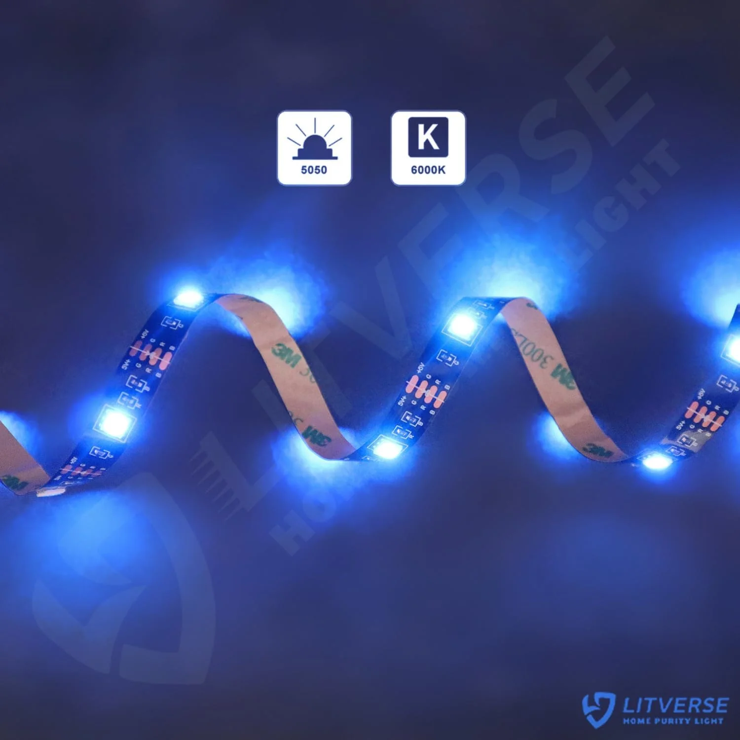 نوار نور پلاستیکی LITVERSE 2 متری | نوار نور LED RGB 5050 تغییر رنگ با کابل USB برای نور پس زمینه تلویزیون، اتاق خواب، قفسه کابینت (2 متر - تا 24 تا 34 اینچ - چند رنگ) نوار نور پلاستیکی LITVERSE 2 متری | نوار نور LED RGB 5050 تغییر رنگ با کابل USB برای نور پس زمینه تلویزیون، اتاق خواب، قفسه کابینت (2 متر - تا 24 تا 34 اینچ - چند رنگ)