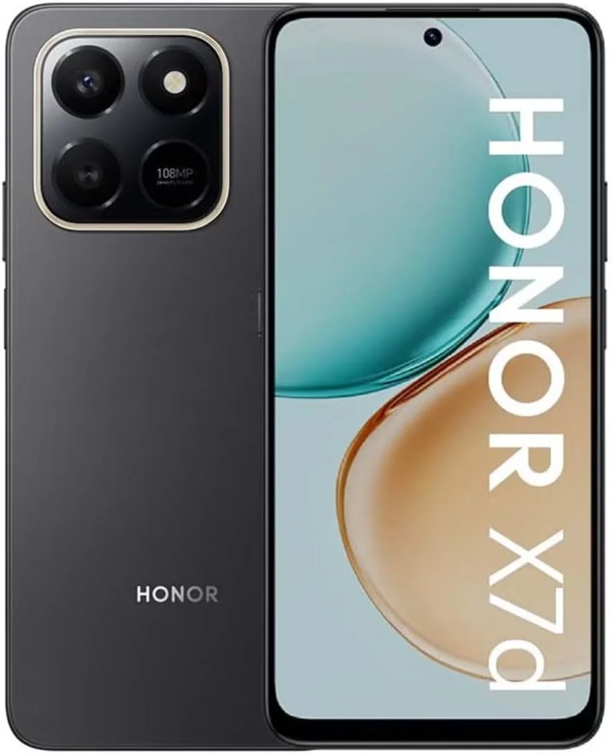 گوشی هوشمند HONOR X7d 4G، رم 8 گیگابایت، رام 256 گیگابایت، دو سیم کارت، باتری 6500 میلی آمپر ساعت، دوربین 108 مگاپیکسل، صفحه نمایش 6.77 اینچی 120 هرتز، مشکی مخملی - نسخه خاورمیانه