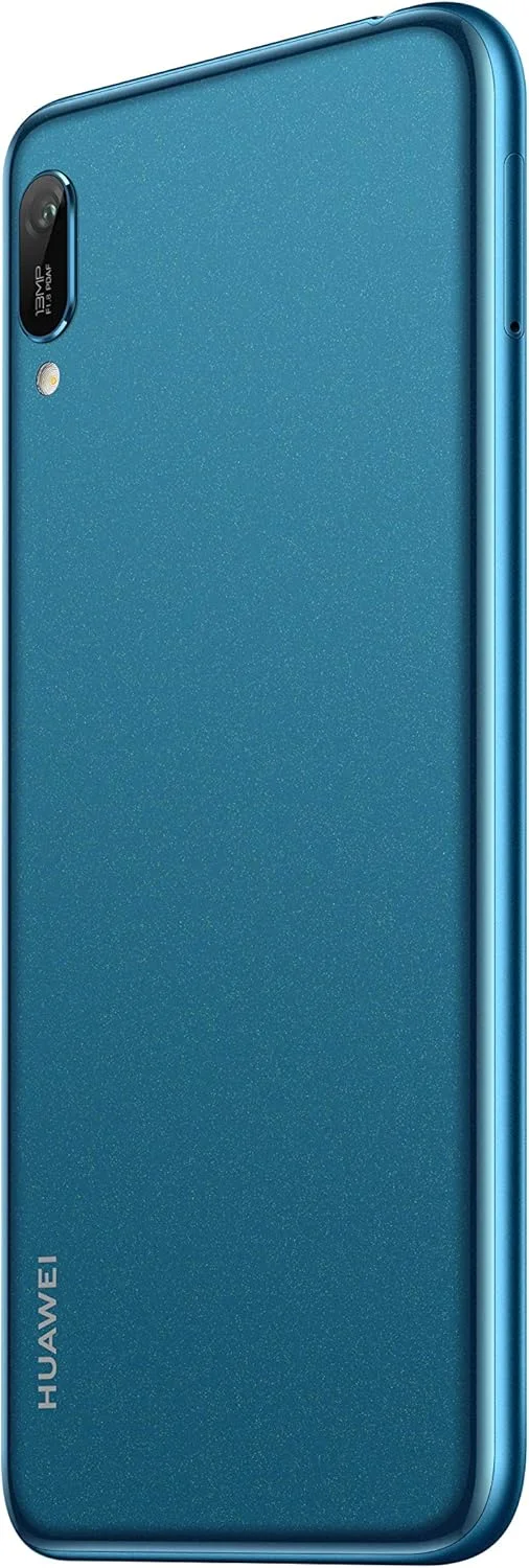 گوشی هوشمند Huawei Y6 2019 با حافظه 32 گیگابایت، صفحه نمایش 6.09 اینچی FullView Dewdrop، دوربین 13 مگاپیکسلی، اندروید 9.0، موبایل بدون سیم کارت، نسخه انگلستان، آبی یاقوتی