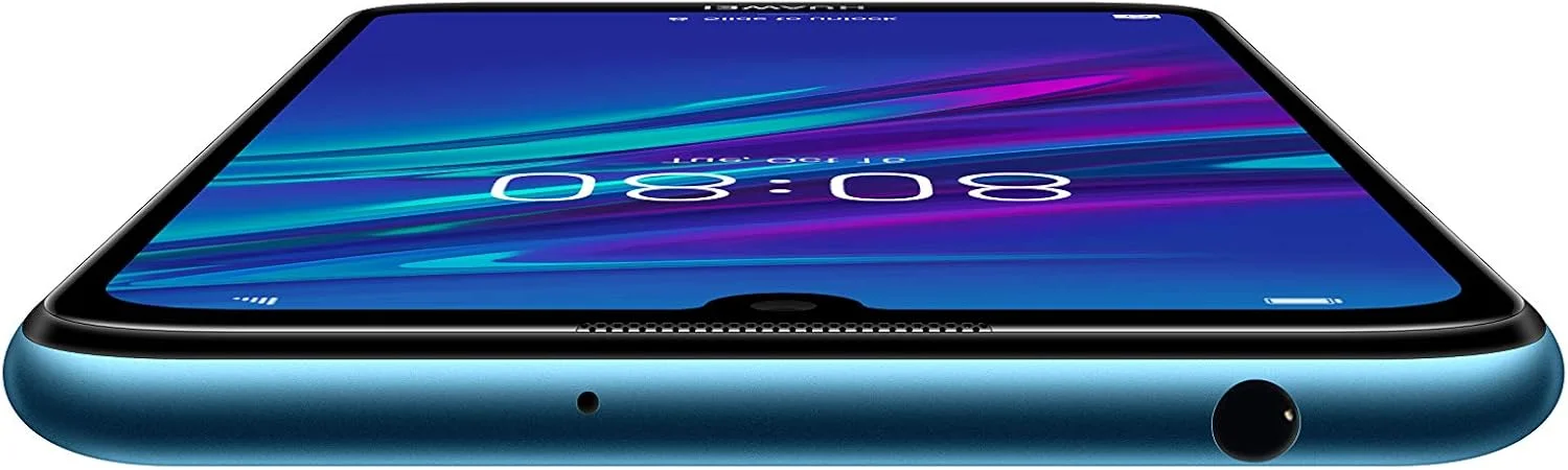 گوشی هوشمند Huawei Y6 2019 با حافظه 32 گیگابایت، صفحه نمایش 6.09 اینچی FullView Dewdrop، دوربین 13 مگاپیکسلی، اندروید 9.0، موبایل بدون سیم کارت، نسخه انگلستان، آبی یاقوتی