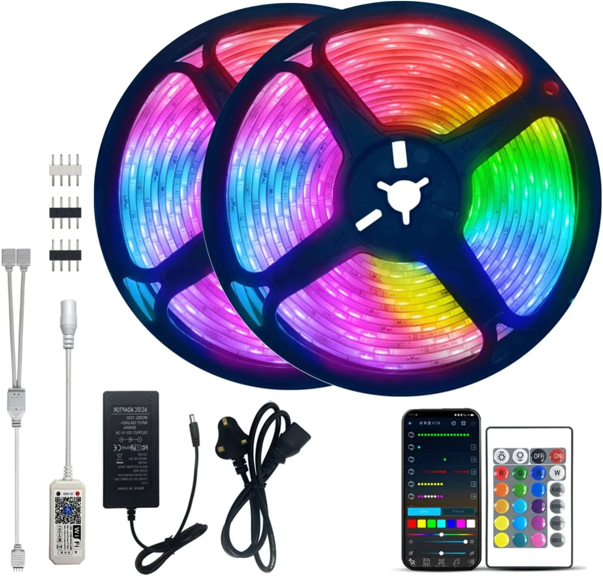 نوار نور ال ای دی هوشمند 10 متری SKY-TOUCH، نوار چراغ ال ای دی RGB تغییر رنگ همگام با موسیقی با کنترل برنامه از راه دور بلوتوث، چراغ های ال ای دی برای دکوراسیون اتاق خانه آشپزخانه مهمانی