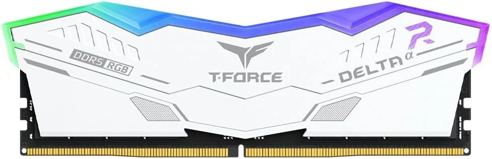 رم دسکتاپ گیمینگ TeamGroup T-Force Delta RGB با ظرفیت 32 گیگابایت، فرکانس 6000 مگاهرتز، CL38، DDR5، پشتیبانی از Intel XMP 3.0 و AMD Expo (سفید) - FF4D532G6000HC38A01