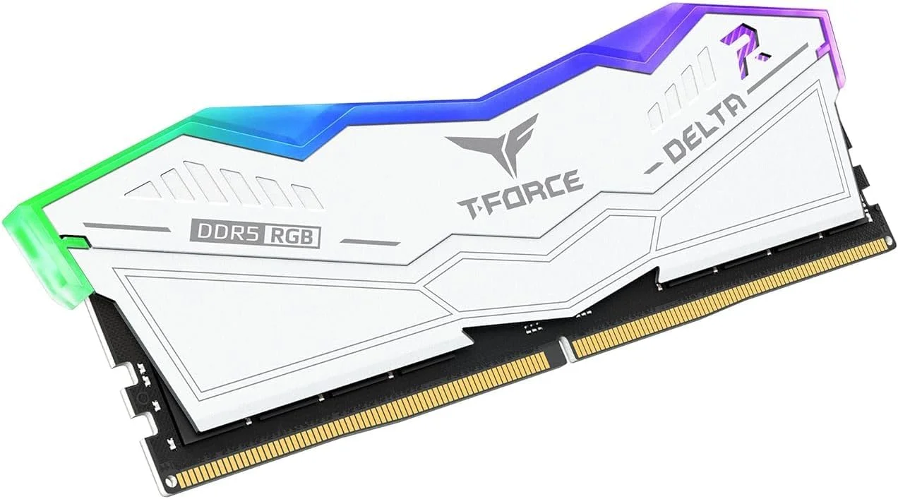 رم دسکتاپ گیمینگ TeamGroup T-Force Delta RGB با ظرفیت 32 گیگابایت، فرکانس 6000 مگاهرتز، CL38، DDR5، پشتیبانی از Intel XMP 3.0 و AMD Expo (سفید) - FF4D532G6000HC38A01