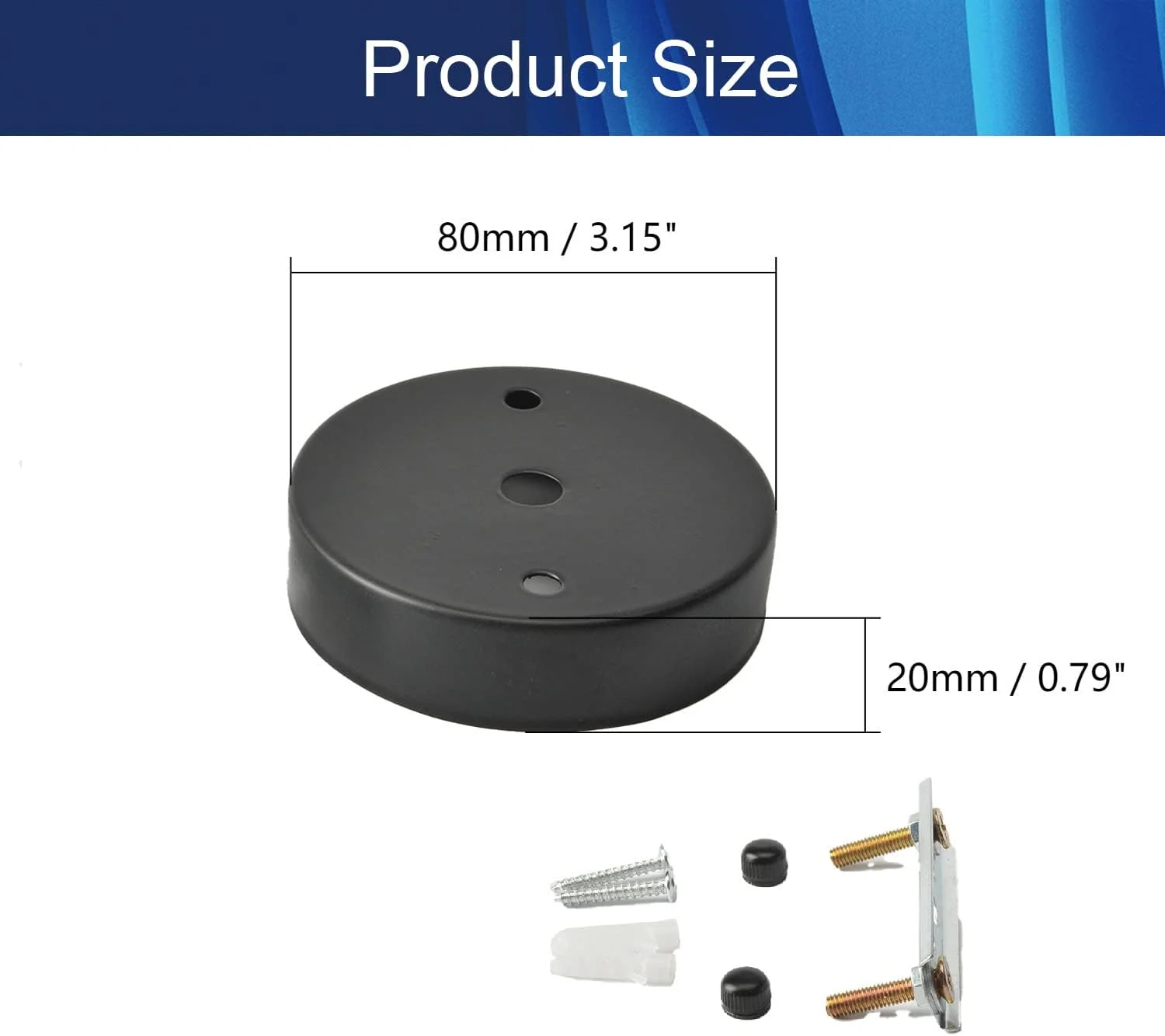 کیت سایبان چراغ سقفی گرد Aicosineg، صفحه سقفی لوستر وینتیج با قلاب، کیت سایبان چراغ آویز رترو با سخت افزار نصب برای آویزان کردن چراغ آویز زنجیری، رنگ مشکی، 8x2 سانتی متر (قطرxارتفاع)