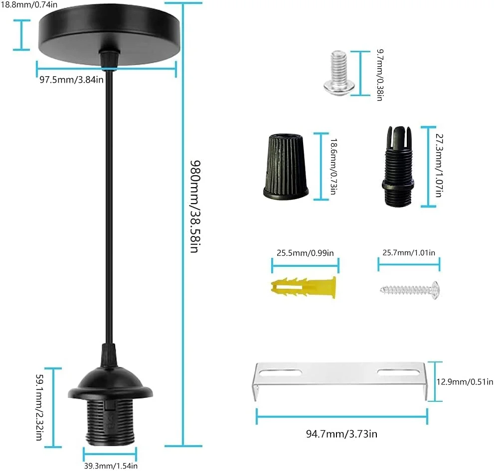 ست اتصالات چراغ آویز E27 اکسفور، بسته 2 عددی اتصالات چراغ آویز وینتیج، جا لامپی E27 به سبک صنعتی رترو، کیت اتصالات برای لوسترهای آویز DIY لامپ آویز مدرن (مشکی) ست اتصالات چراغ آویز E27 اکسفور، بسته 2 عددی اتصالات چراغ آویز وینتیج، جا لامپی E27 به سبک صنعتی رترو، کیت اتصالات برای لوسترهای آویز DIY لامپ آویز مدرن (مشکی)