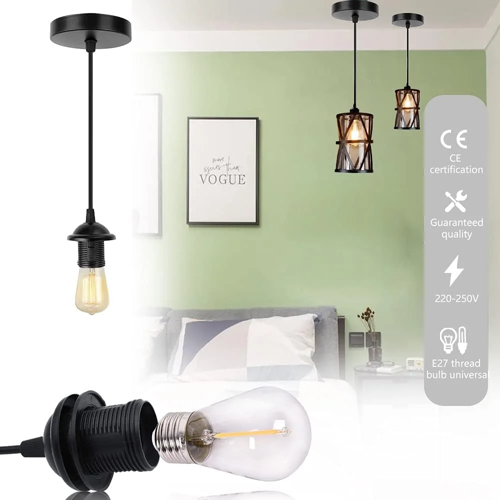 ست اتصالات چراغ آویز E27 اکسفور، بسته 2 عددی اتصالات چراغ آویز وینتیج، جا لامپی E27 به سبک صنعتی رترو، کیت اتصالات برای لوسترهای آویز DIY لامپ آویز مدرن (مشکی) ست اتصالات چراغ آویز E27 اکسفور، بسته 2 عددی اتصالات چراغ آویز وینتیج، جا لامپی E27 به سبک صنعتی رترو، کیت اتصالات برای لوسترهای آویز DIY لامپ آویز مدرن (مشکی)