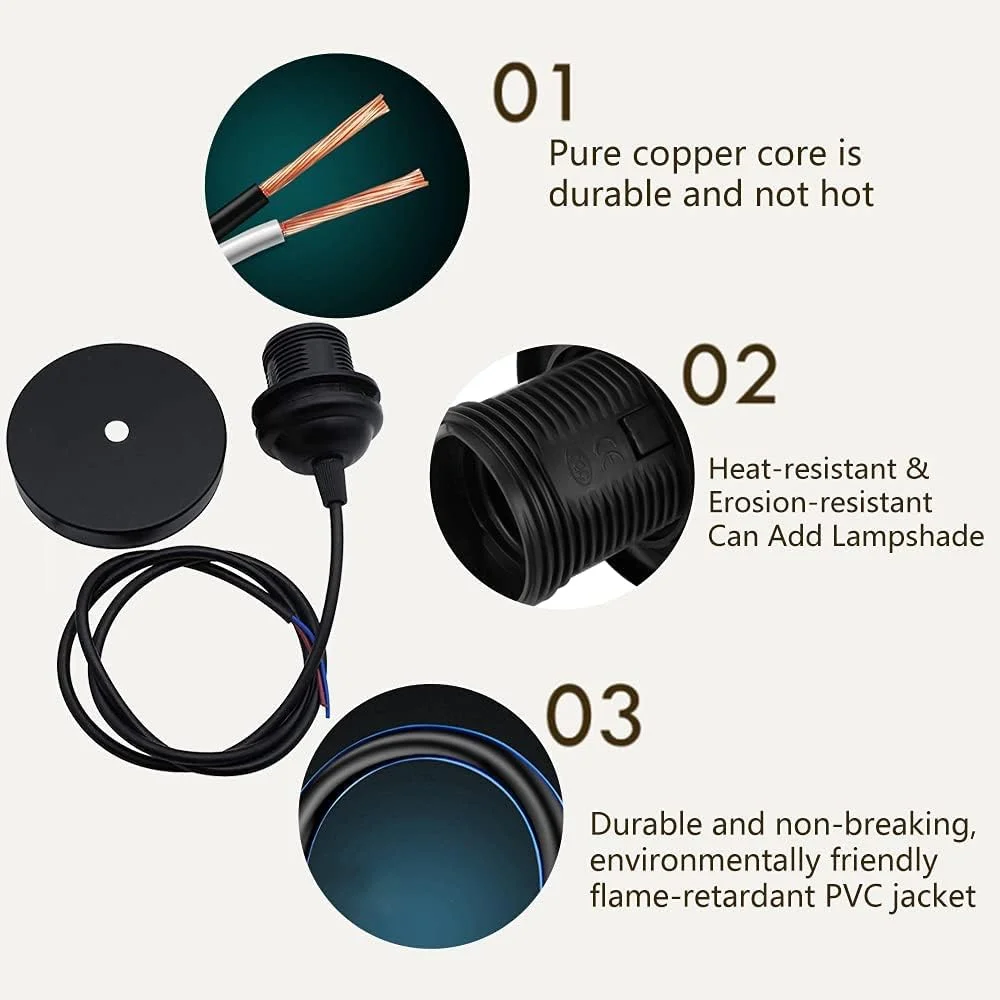 ست اتصالات چراغ آویز E27 اکسفور، بسته 2 عددی اتصالات چراغ آویز وینتیج، جا لامپی E27 به سبک صنعتی رترو، کیت اتصالات برای لوسترهای آویز DIY لامپ آویز مدرن (مشکی) ست اتصالات چراغ آویز E27 اکسفور، بسته 2 عددی اتصالات چراغ آویز وینتیج، جا لامپی E27 به سبک صنعتی رترو، کیت اتصالات برای لوسترهای آویز DIY لامپ آویز مدرن (مشکی)