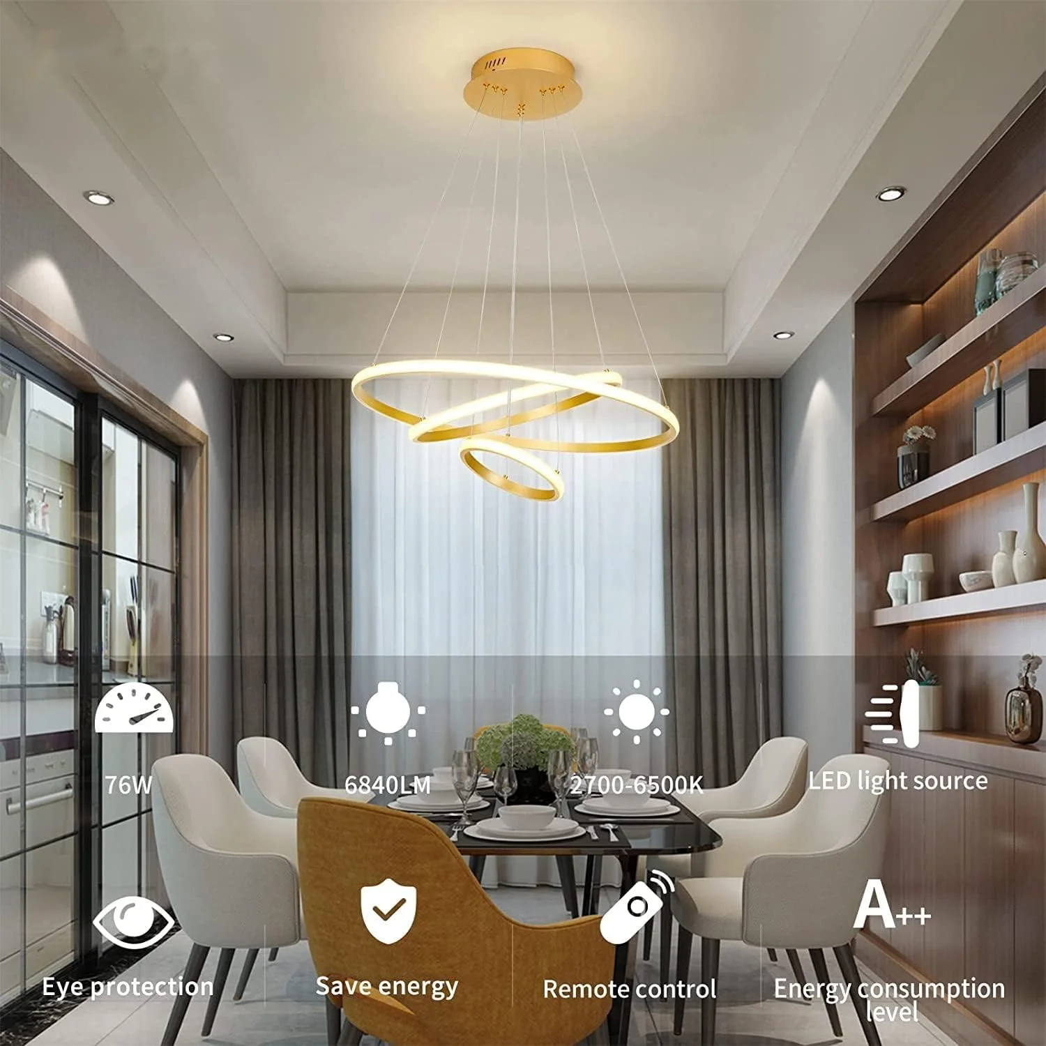 لوستر مدرن LED سه حلقه ای Forrio®، چراغ آویز LED، مناسب برای اتاق نشیمن، آشپزخانه، خانه های روستایی، لوسترهای با ارتفاع قابل تنظیم برای اتاق غذاخوری، اتاق خواب، راهرو (طلایی) لوستر مدرن LED سه حلقه ای Forrio®، چراغ آویز LED، مناسب برای اتاق نشیمن، آشپزخانه، خانه های روستایی، لوسترهای با ارتفاع قابل تنظیم برای اتاق غذاخوری، اتاق خواب، راهرو (طلایی)