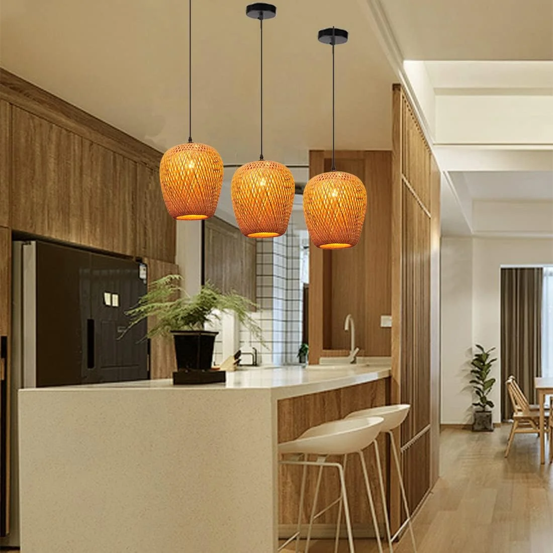 چراغ آویز حصیری روستایی AOODU، چراغ های آویز بامبو، لوستر بافته شده سبدی با سایه حصیری تک لامپ برای اتاق ناهار خوری، جزیره آشپزخانه، اتاق نشیمن، E26 چراغ آویز حصیری روستایی AOODU، چراغ های آویز بامبو، لوستر بافته شده سبدی با سایه حصیری تک لامپ برای اتاق ناهار خوری، جزیره آشپزخانه، اتاق نشیمن، E26