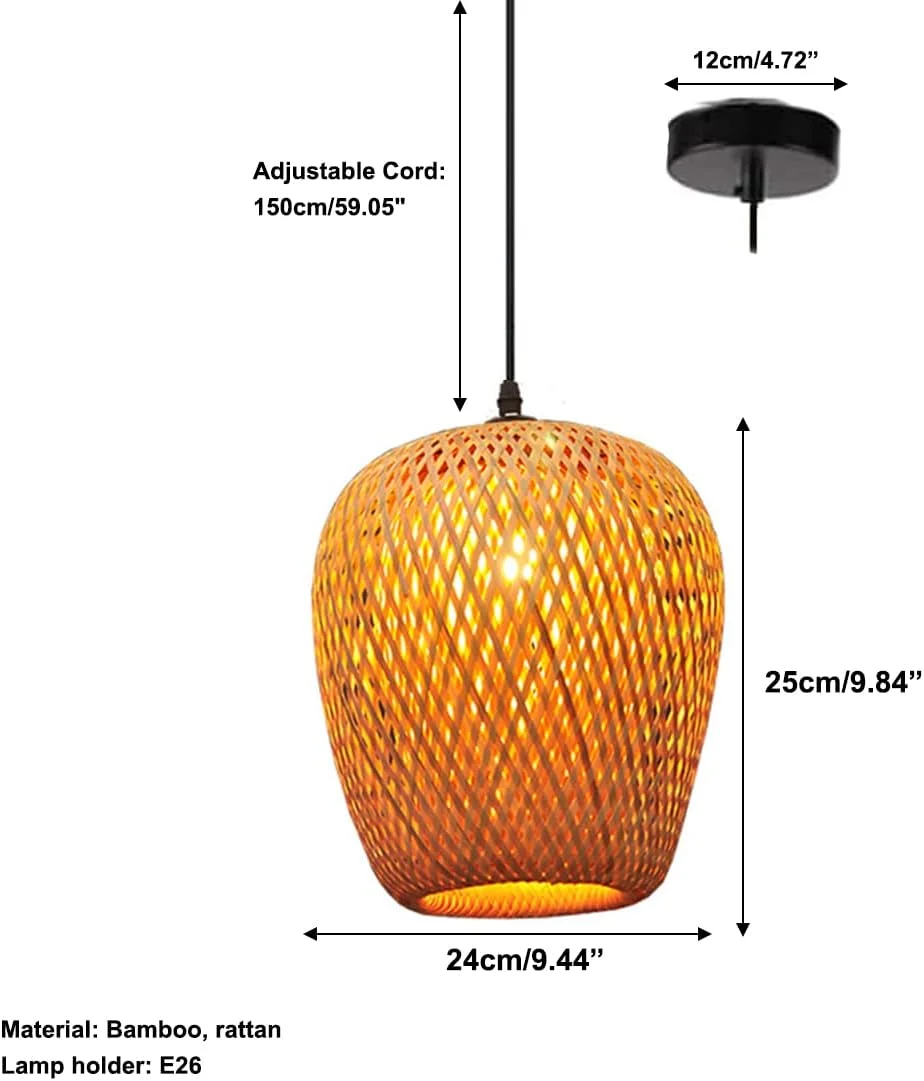 چراغ آویز حصیری روستایی AOODU، چراغ های آویز بامبو، لوستر بافته شده سبدی با سایه حصیری تک لامپ برای اتاق ناهار خوری، جزیره آشپزخانه، اتاق نشیمن، E26 چراغ آویز حصیری روستایی AOODU، چراغ های آویز بامبو، لوستر بافته شده سبدی با سایه حصیری تک لامپ برای اتاق ناهار خوری، جزیره آشپزخانه، اتاق نشیمن، E26