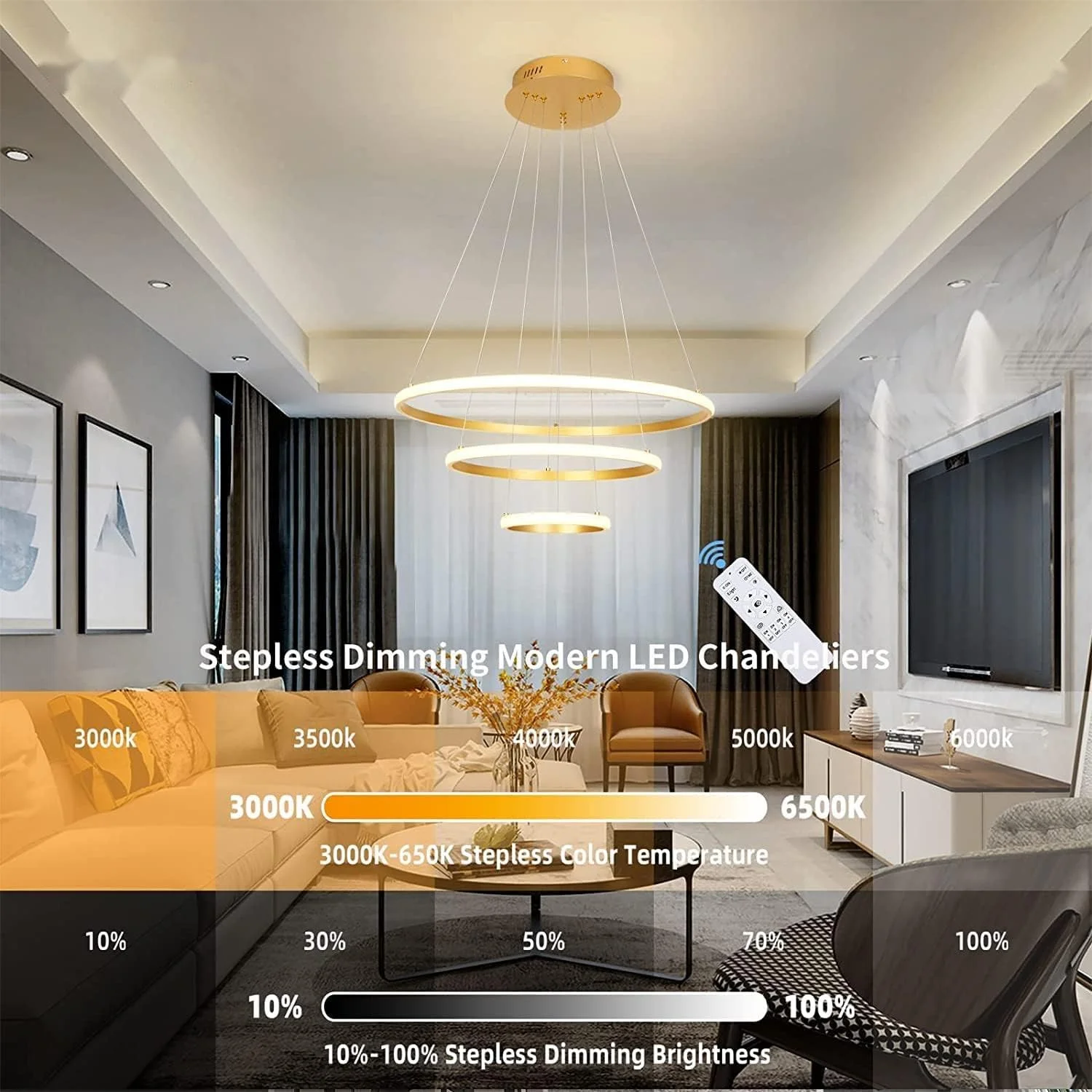 لوستر مدرن LED سه حلقه ای Forrio®، چراغ آویز LED، مناسب برای اتاق نشیمن، آشپزخانه، خانه های روستایی، لوسترهای با ارتفاع قابل تنظیم برای اتاق غذاخوری، اتاق خواب، راهرو (طلایی) لوستر مدرن LED سه حلقه ای Forrio®، چراغ آویز LED، مناسب برای اتاق نشیمن، آشپزخانه، خانه های روستایی، لوسترهای با ارتفاع قابل تنظیم برای اتاق غذاخوری، اتاق خواب، راهرو (طلایی)