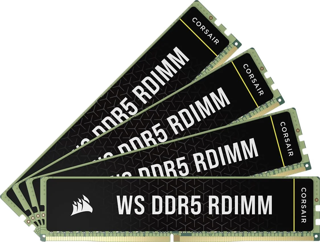حافظه کامپیوتر CORSAIR WS DDR5 ECC RDIMM 128GB (4x32GB) 5600MHz CL40 AMD Expo Intel XMP 3.0 - مشکی (CMA128GX5M4B5600Z40)
