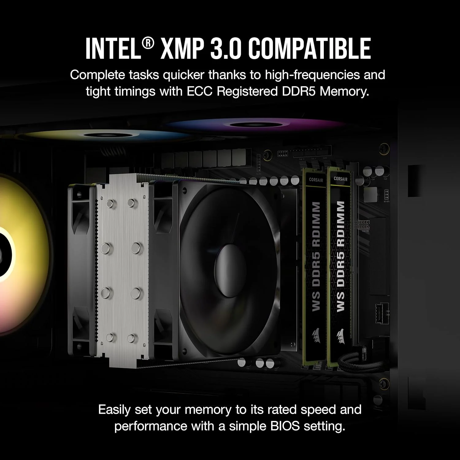 رم CORSAIR WS DDR5 RDIMM با ظرفیت 64 گیگابایت (4x16GB) DDR5 6400 CL32-40-40-104 1.35V حافظه Intel XMP