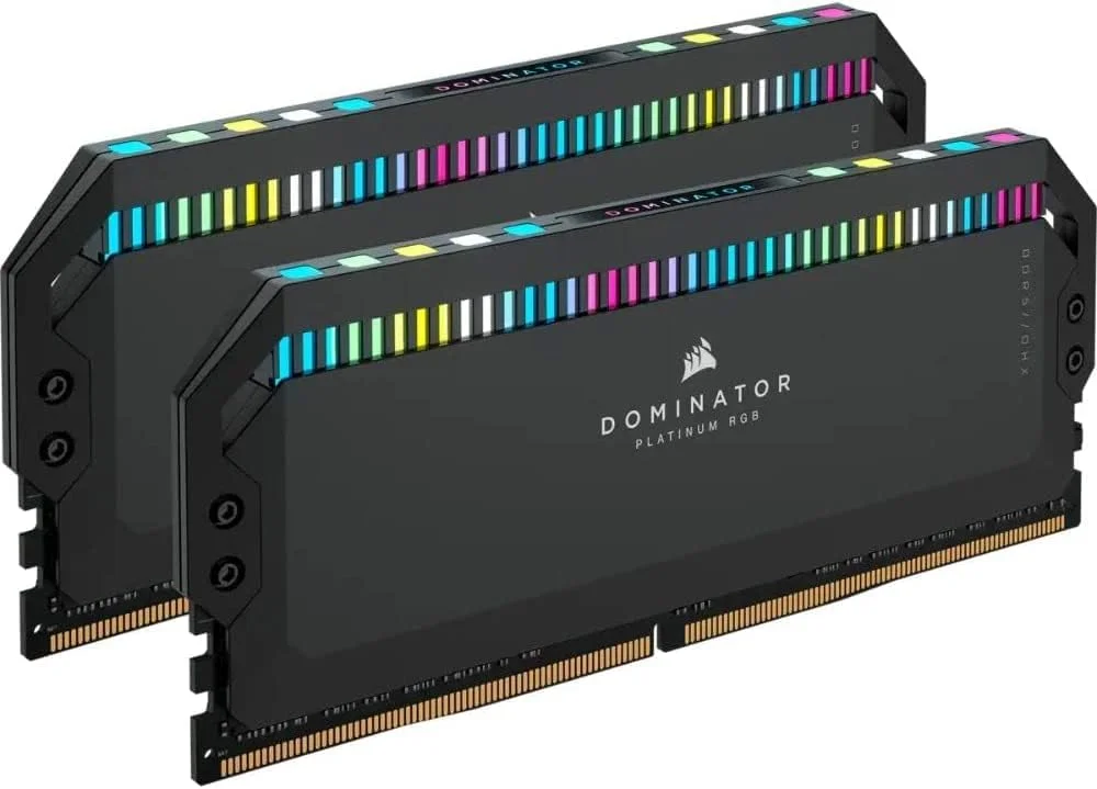 رم کامپیوتر Corsair DOMINATOR PLATINUM RGB DDR5 با ظرفیت 64 گیگابایت (2x32GB) و فرکانس 6600MHz CL32، سازگار با Intel XMP و iCUE - مشکی (CMT64GX5M2B6600C32)