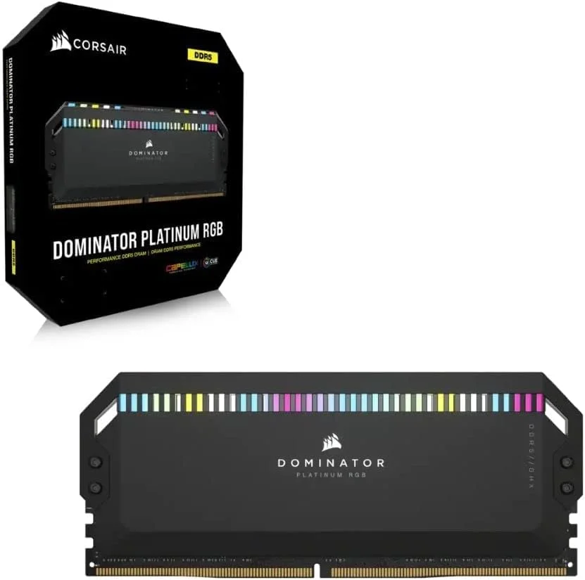 رم کامپیوتر Corsair DOMINATOR PLATINUM RGB DDR5 با ظرفیت 64 گیگابایت (2x32GB) و فرکانس 6600MHz CL32، سازگار با Intel XMP و iCUE - مشکی (CMT64GX5M2B6600C32)