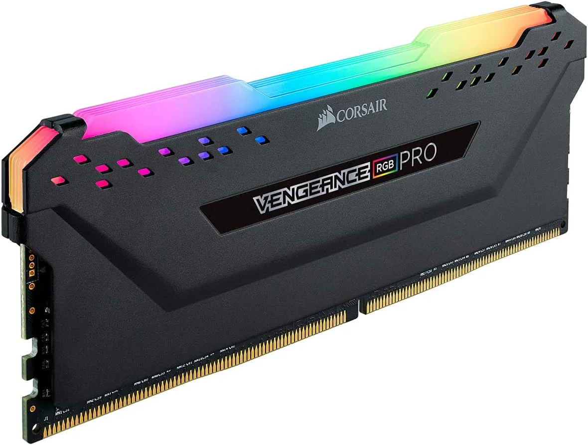 رم کورسیر VENGEANCE RGB PRO با ظرفیت 16 گیگابایت (تک کاناله 16 گیگابایتی) DDR4 3600 (PC4-28800) با تاخیر C18 و ولتاژ 1.35 ولت، بهینه شده برای AMD - مشکی
