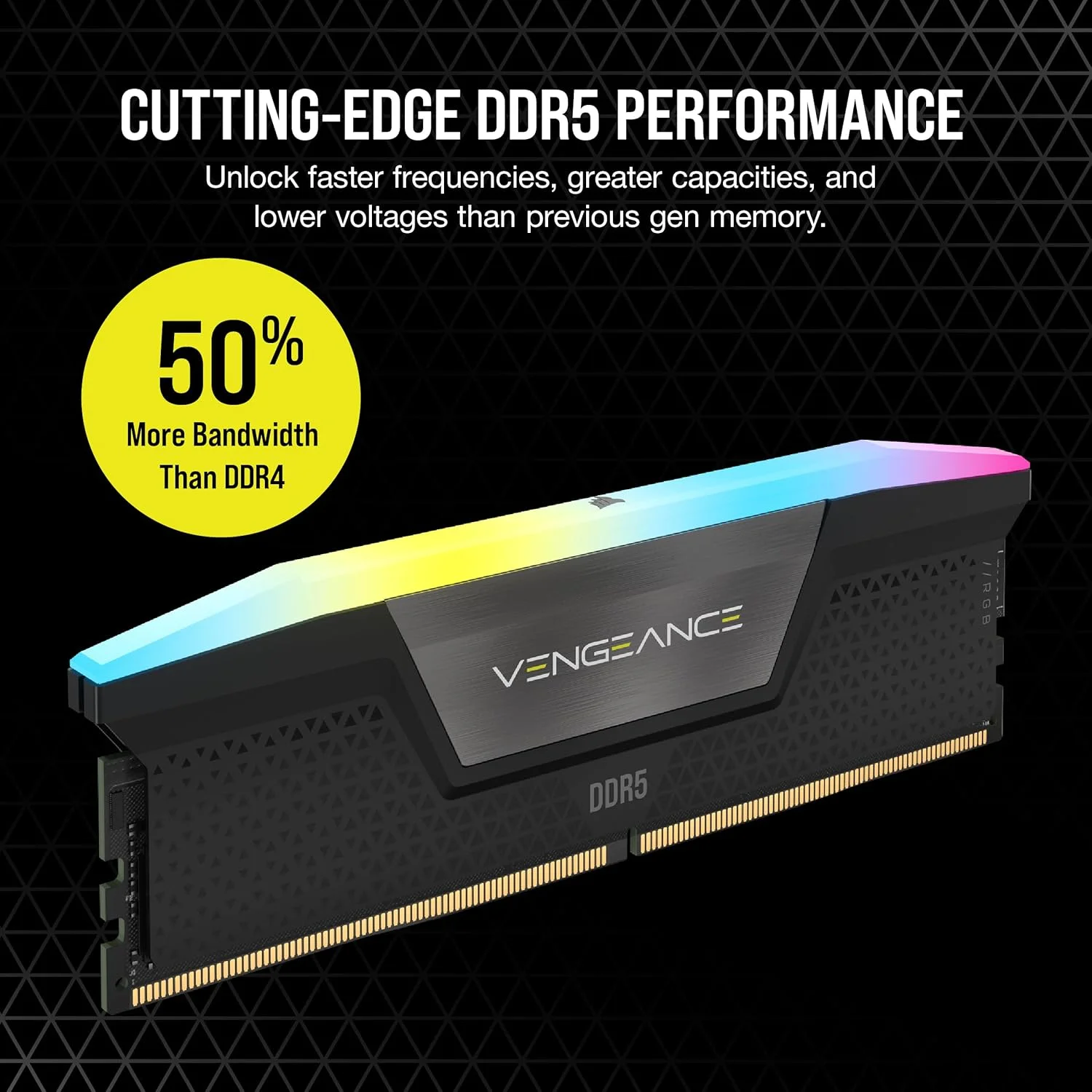 رم دسکتاپ 16 گیگابایتی CORSAIR VENGEANCE RGB DDR5 (تک کاناله 16 گیگابایت) DDR5 5600 CL40-40-40-77 1.25V Intel XMP - مشکی