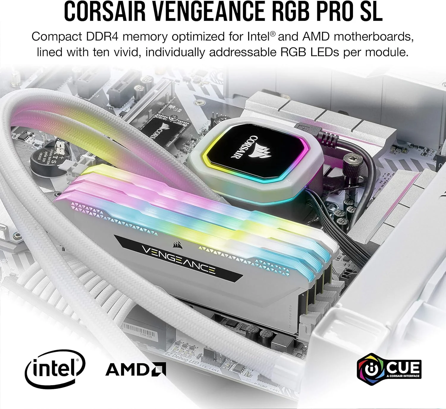 رم دسکتاپ 64 گیگابایتی CORSAIR VENGEANCE RGB PRO SL (4x16GB) DDR4 3600 (PC4-28800) C18 1.35V - سفید رم دسکتاپ 64 گیگابایتی CORSAIR VENGEANCE RGB PRO SL (4x16GB) DDR4 3600 (PC4-28800) C18 1.35V - سفید