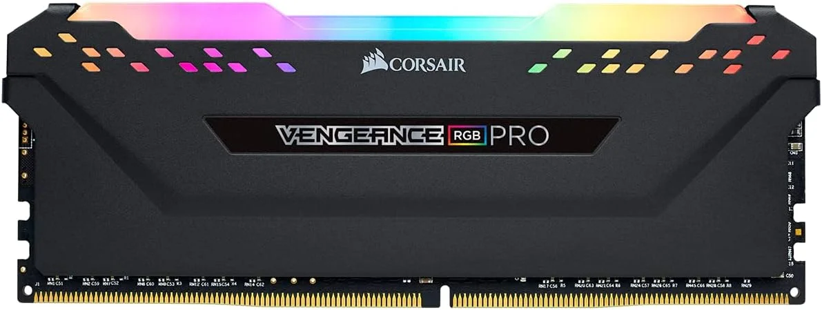رم کورسیر VENGEANCE RGB PRO با ظرفیت 16 گیگابایت (تک کاناله 16 گیگابایتی) DDR4 3600 (PC4-28800) با تاخیر C18 و ولتاژ 1.35 ولت، بهینه شده برای AMD - مشکی