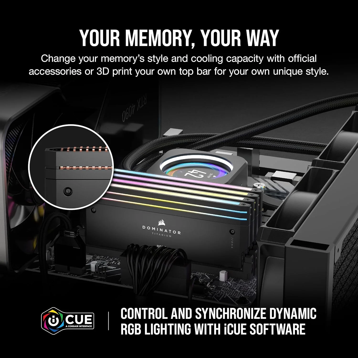 رم کامپیوتر CORSAIR DOMINATOR TITANIUM RGB DDR5 با ظرفیت 32 گیگابایت (2x16GB) DDR5 6600MHz CL32 Intel XMP iCUE سازگار - مشکی (CMP32GX5M2X6600C32)