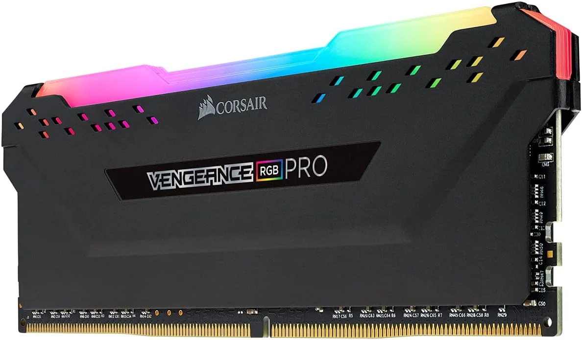 رم کورسیر VENGEANCE RGB PRO با ظرفیت 16 گیگابایت (تک کاناله 16 گیگابایتی) DDR4 3600 (PC4-28800) با تاخیر C18 و ولتاژ 1.35 ولت، بهینه شده برای AMD - مشکی