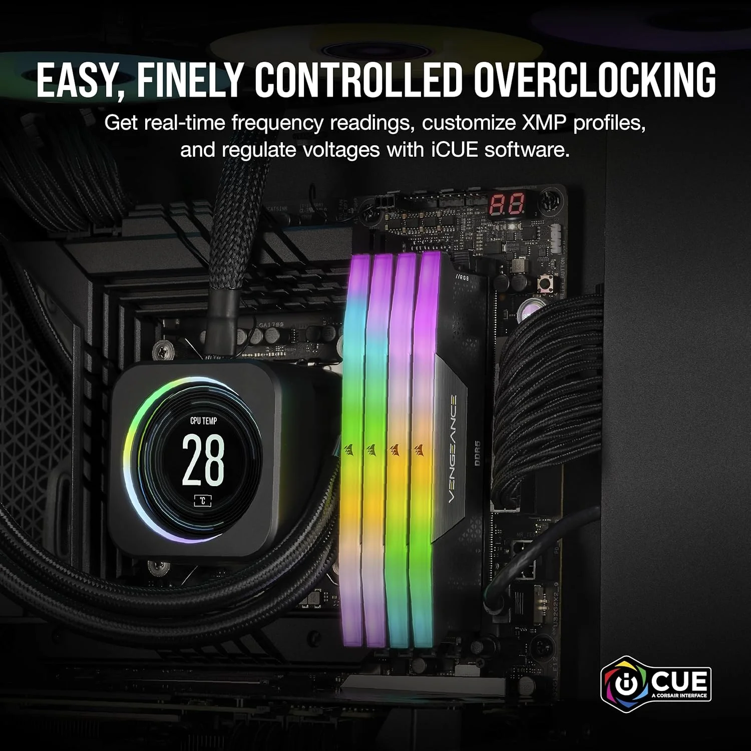 رم دسکتاپ 16 گیگابایتی CORSAIR VENGEANCE RGB DDR5 (تک کاناله 16 گیگابایت) DDR5 5600 CL40-40-40-77 1.25V Intel XMP - مشکی