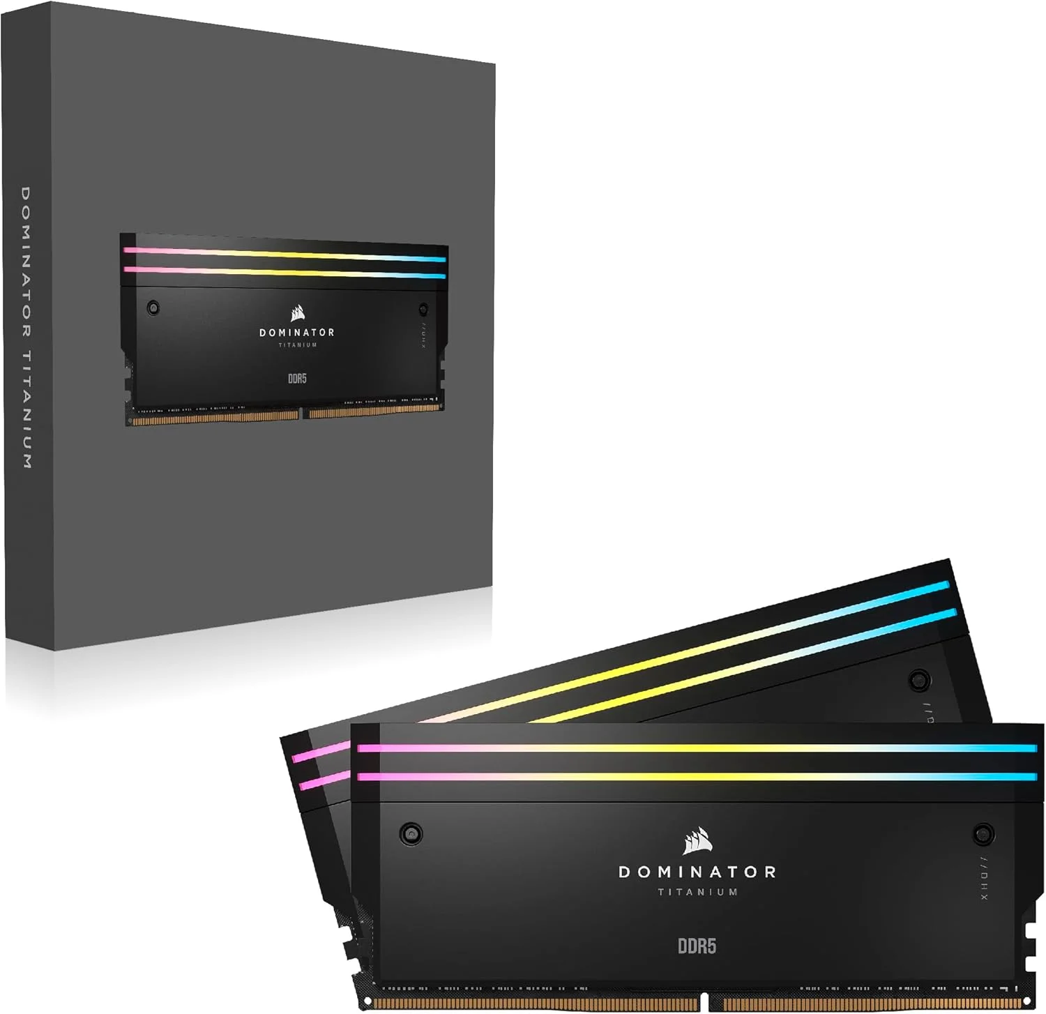 رم کامپیوتر CORSAIR DOMINATOR TITANIUM RGB DDR5 با ظرفیت 32 گیگابایت (2x16GB) DDR5 6600MHz CL32 Intel XMP iCUE سازگار - مشکی (CMP32GX5M2X6600C32)