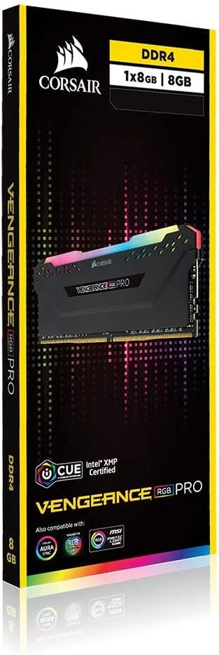 رم کورسیر VENGEANCE RGB PRO با ظرفیت 16 گیگابایت (تک کاناله 16 گیگابایتی) DDR4 3600 (PC4-28800) با تاخیر C18 و ولتاژ 1.35 ولت، بهینه شده برای AMD - مشکی