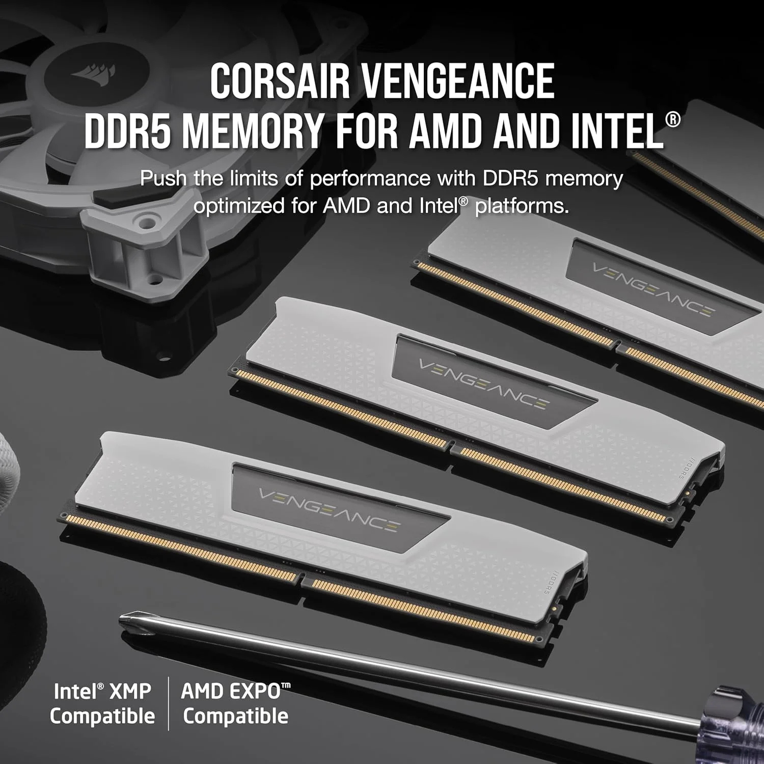 رم کامپیوتر دسکتاپ 32 گیگابایتی CORSAIR VENGEANCE DDR5 (2x16GB) 6400MHz CL32-40-40-84 1.4V AMD EXPO Intel XMP 3.0 - سفید (CMK32GX5M2B6400Z32W)