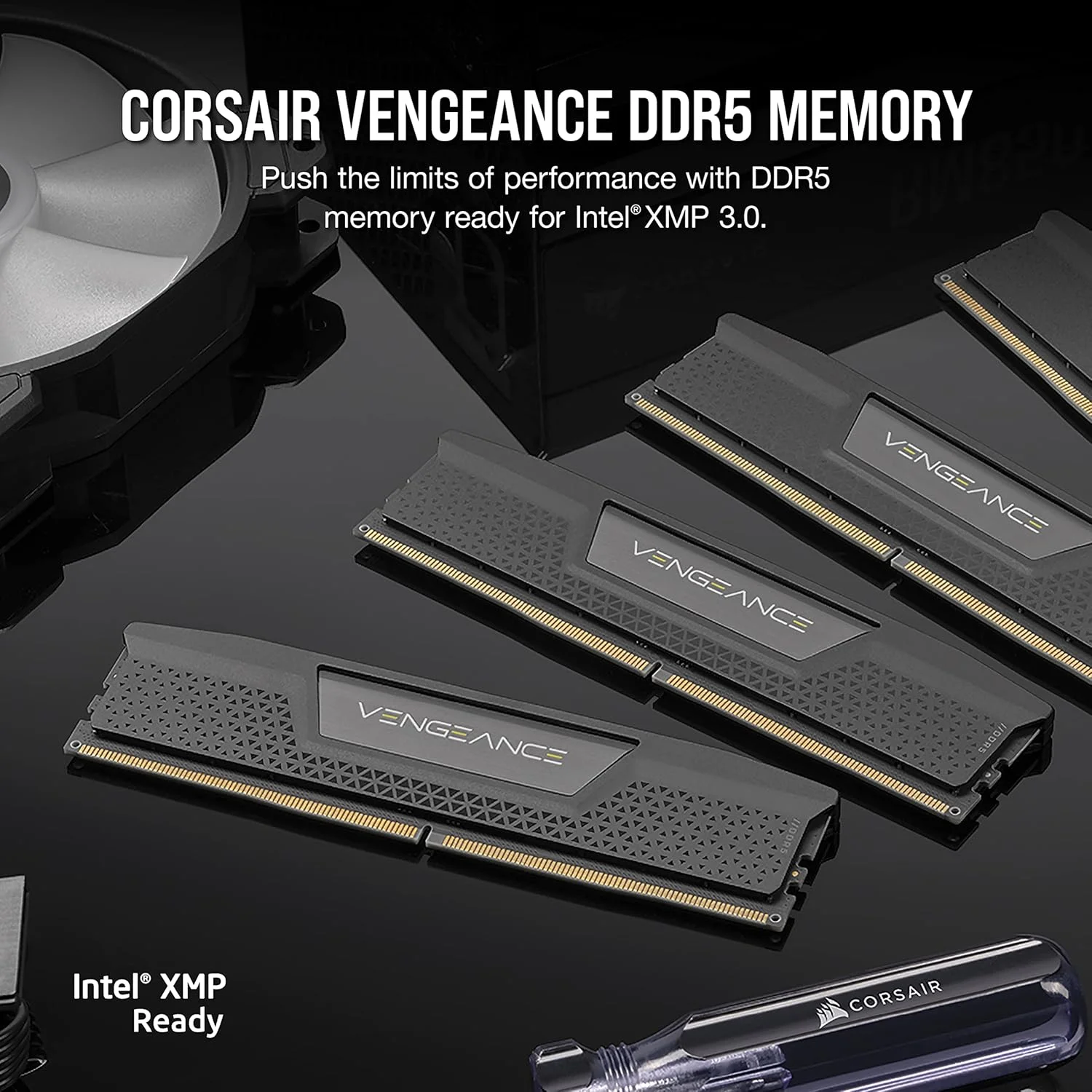 رم کامپیوتر CORSAIR VENGEANCE DDR5 با ظرفیت 96 گیگابایت (2x48GB) و فرکانس 5200 مگاهرتز CL38، سازگار با Intel XMP و iCUE - مشکی (CMK96GX5M2B5200C38)