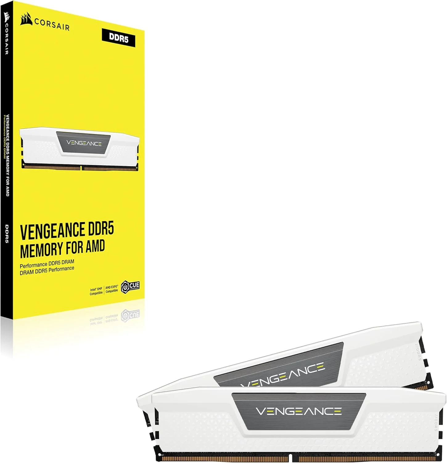 رم کامپیوتر دسکتاپ 32 گیگابایتی CORSAIR VENGEANCE DDR5 (2x16GB) 6400MHz CL32-40-40-84 1.4V AMD EXPO Intel XMP 3.0 - سفید (CMK32GX5M2B6400Z32W)