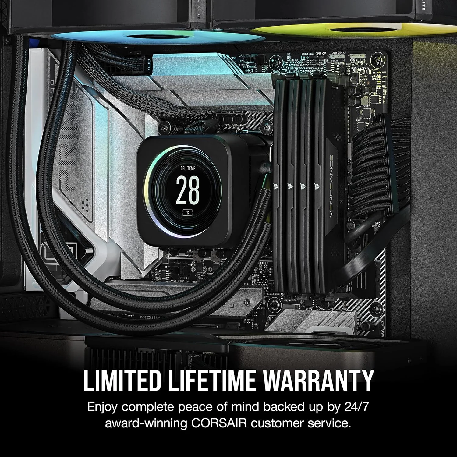 رم کامپیوتر CORSAIR VENGEANCE DDR5 با ظرفیت 96 گیگابایت (2x48GB) و فرکانس 5200 مگاهرتز CL38، سازگار با Intel XMP و iCUE - مشکی (CMK96GX5M2B5200C38)