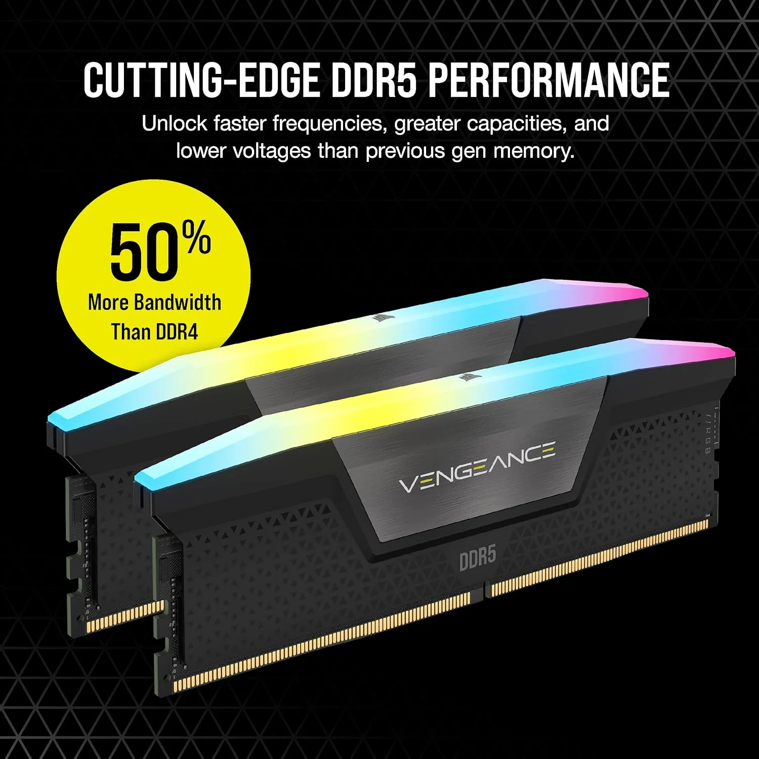 رم دسکتاپ کرسیر Vengeance RGB DDR5 32GB (2x16GB) 6000MHz C36 بهینه شده برای اینتل (نورپردازی RGB ده ناحیه‌ای پویا، تنظیم ولتاژ داخلی، پروفایل‌های XMP 3.0 سفارشی، زمان پاسخ‌دهی سریع) مشکی