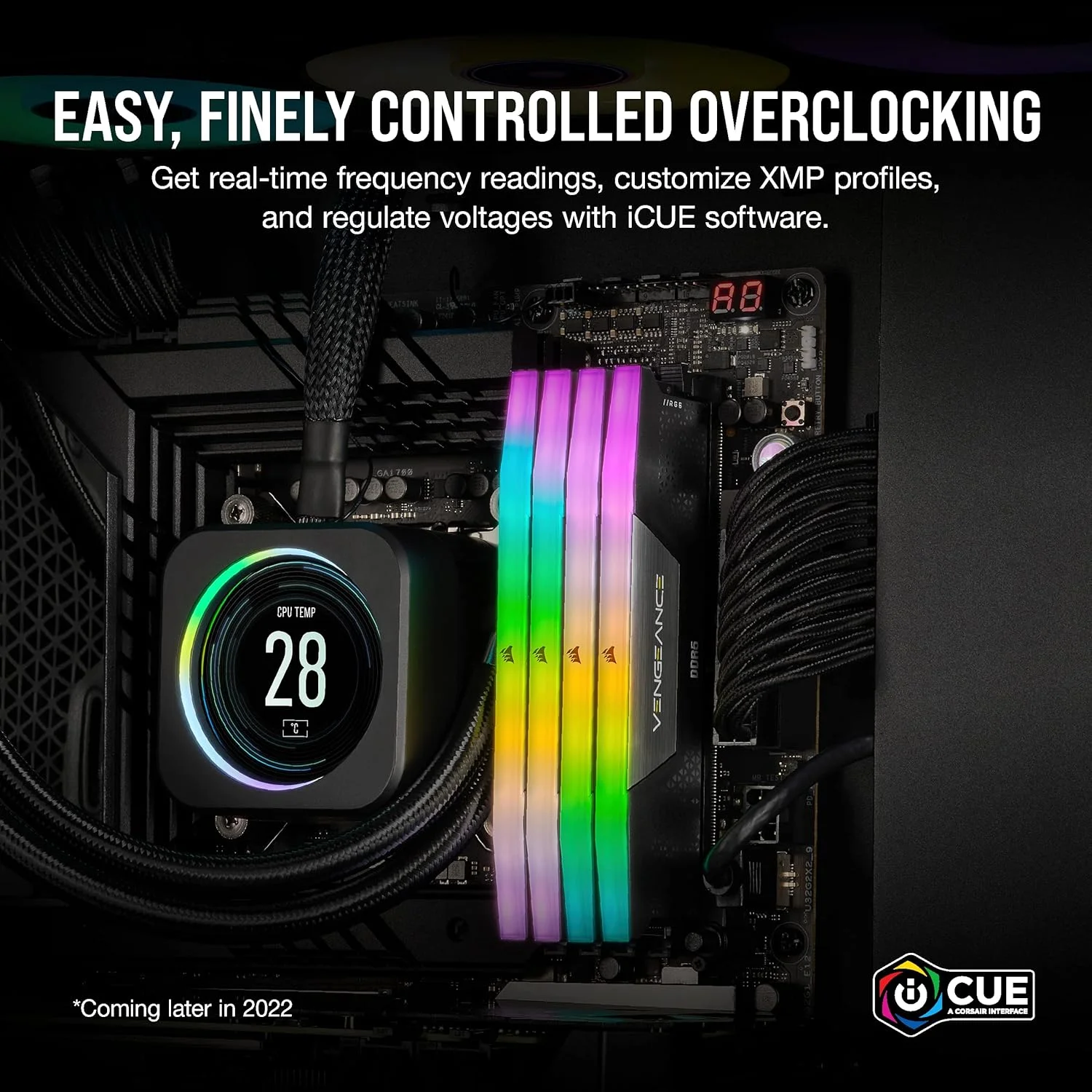 رم دسکتاپ کرسیر Vengeance RGB DDR5 32GB (2x16GB) 6000MHz C36 بهینه شده برای اینتل (نورپردازی RGB ده ناحیه‌ای پویا، تنظیم ولتاژ داخلی، پروفایل‌های XMP 3.0 سفارشی، زمان پاسخ‌دهی سریع) مشکی