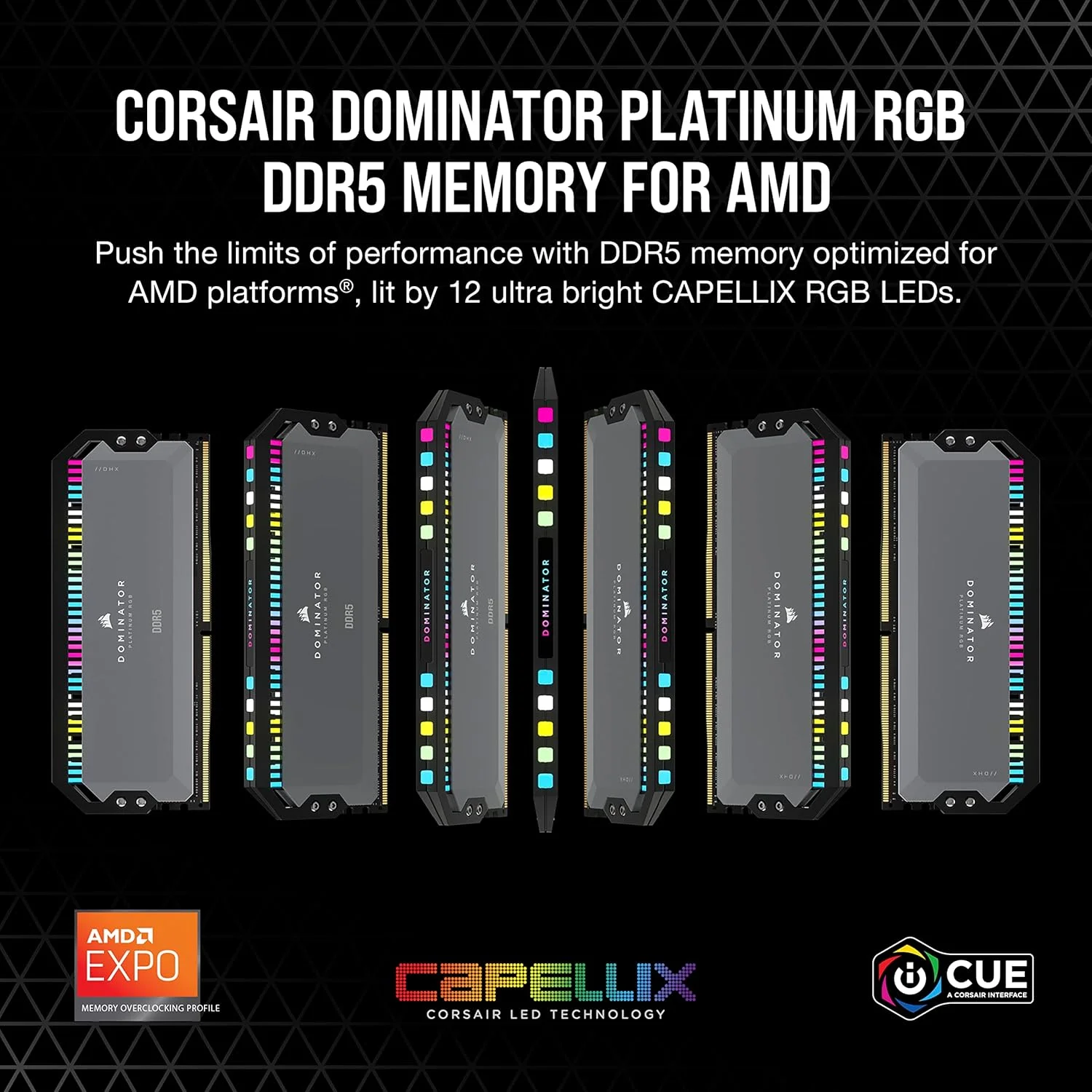 CORSAIR (بازسازی شده) DOMINATOR PLATINUM RGB DDR5 RAM 64GB (2x32GB) 5200MHz CL40 AMD EXPO iCUE حافظه کامپیوتر سازگار - خاکستری (CMT64GX5M2B5200Z40K)